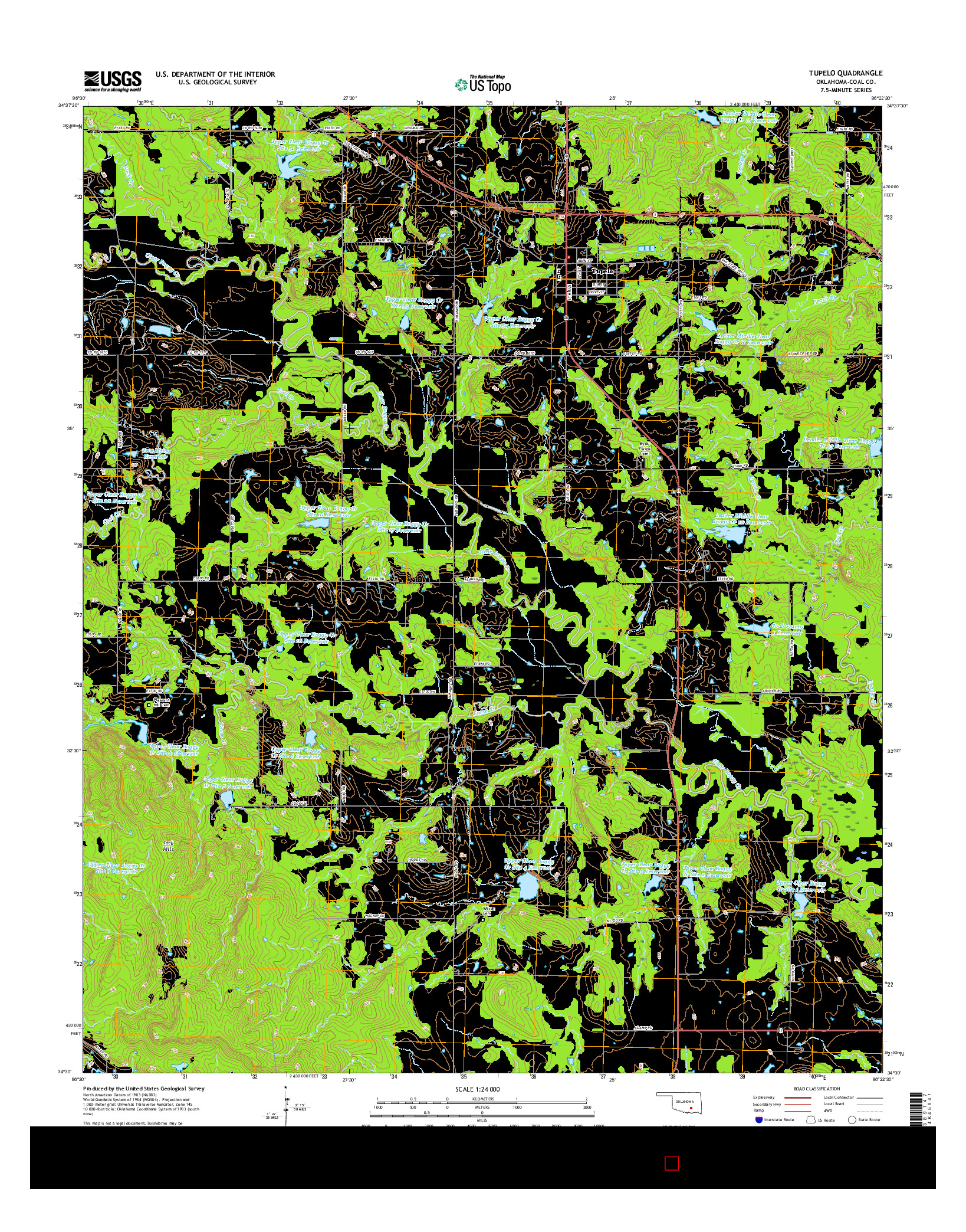 USGS US TOPO 7.5-MINUTE MAP FOR TUPELO, OK 2016