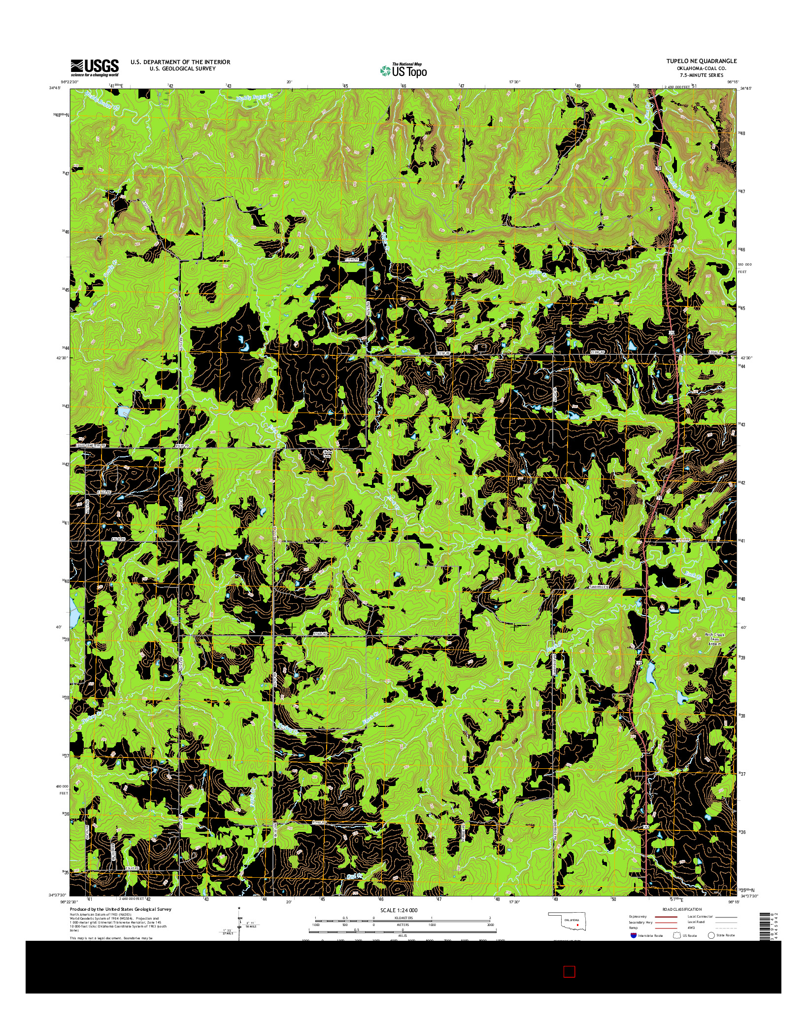 USGS US TOPO 7.5-MINUTE MAP FOR TUPELO NE, OK 2016