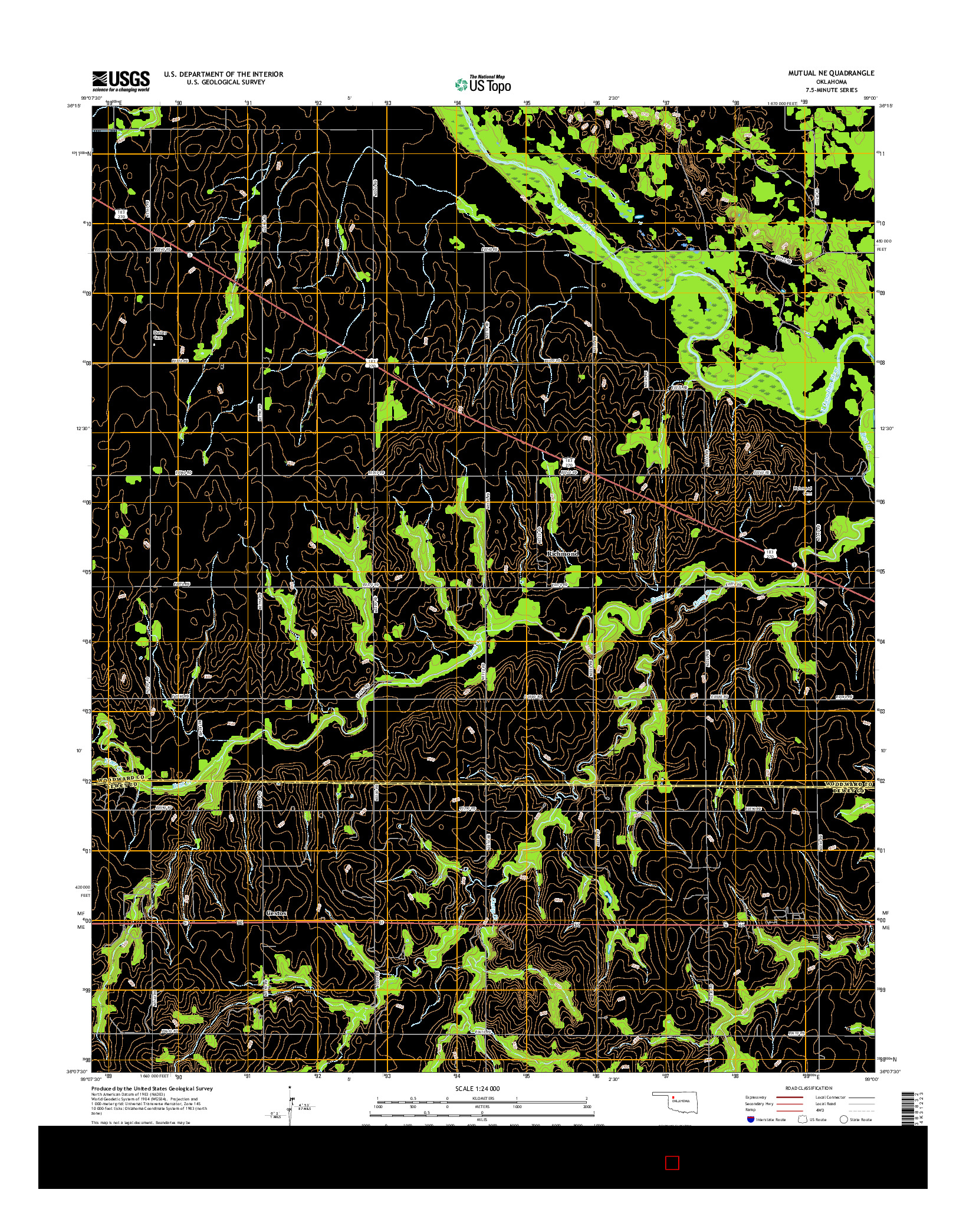 USGS US TOPO 7.5-MINUTE MAP FOR MUTUAL NE, OK 2016