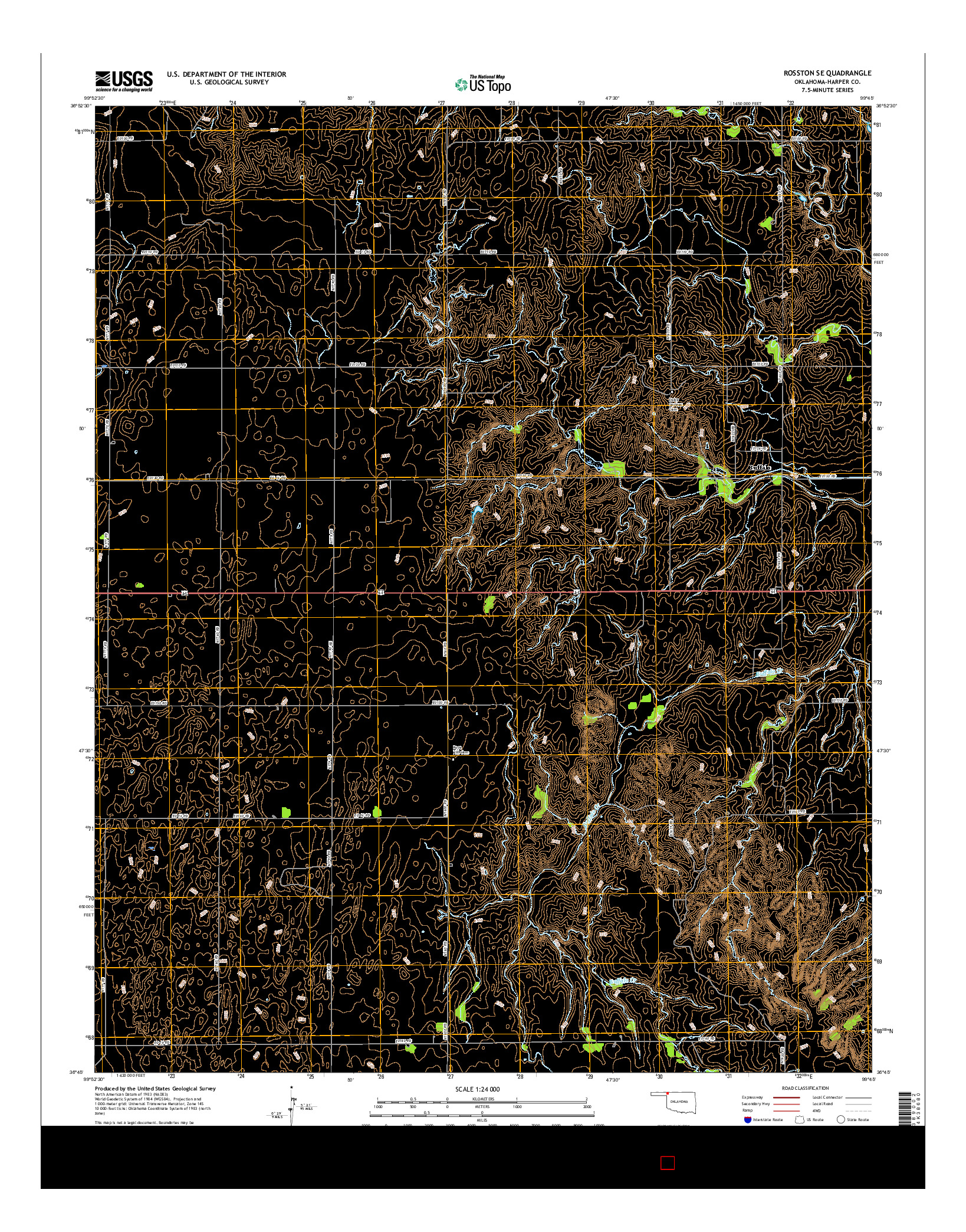 USGS US TOPO 7.5-MINUTE MAP FOR ROSSTON SE, OK 2016