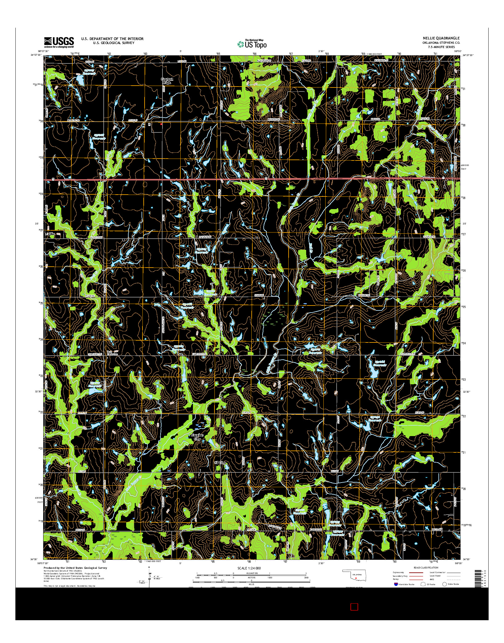 USGS US TOPO 7.5-MINUTE MAP FOR NELLIE, OK 2016