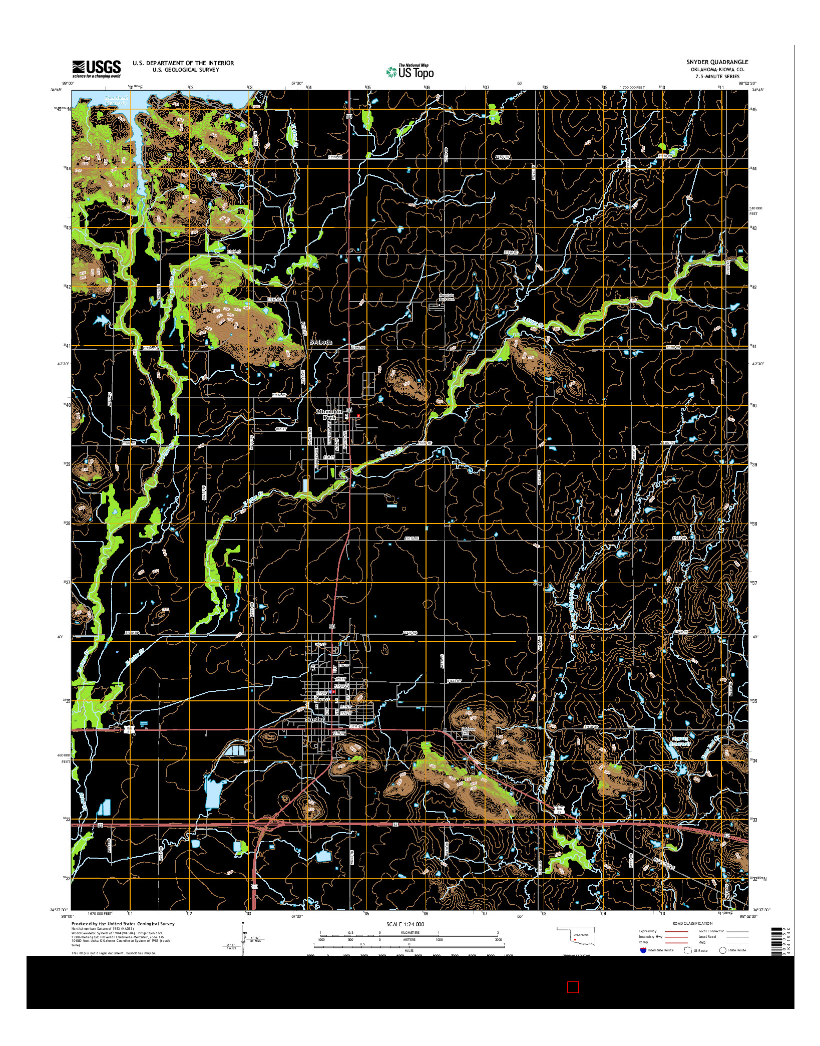 USGS US TOPO 7.5-MINUTE MAP FOR SNYDER, OK 2016