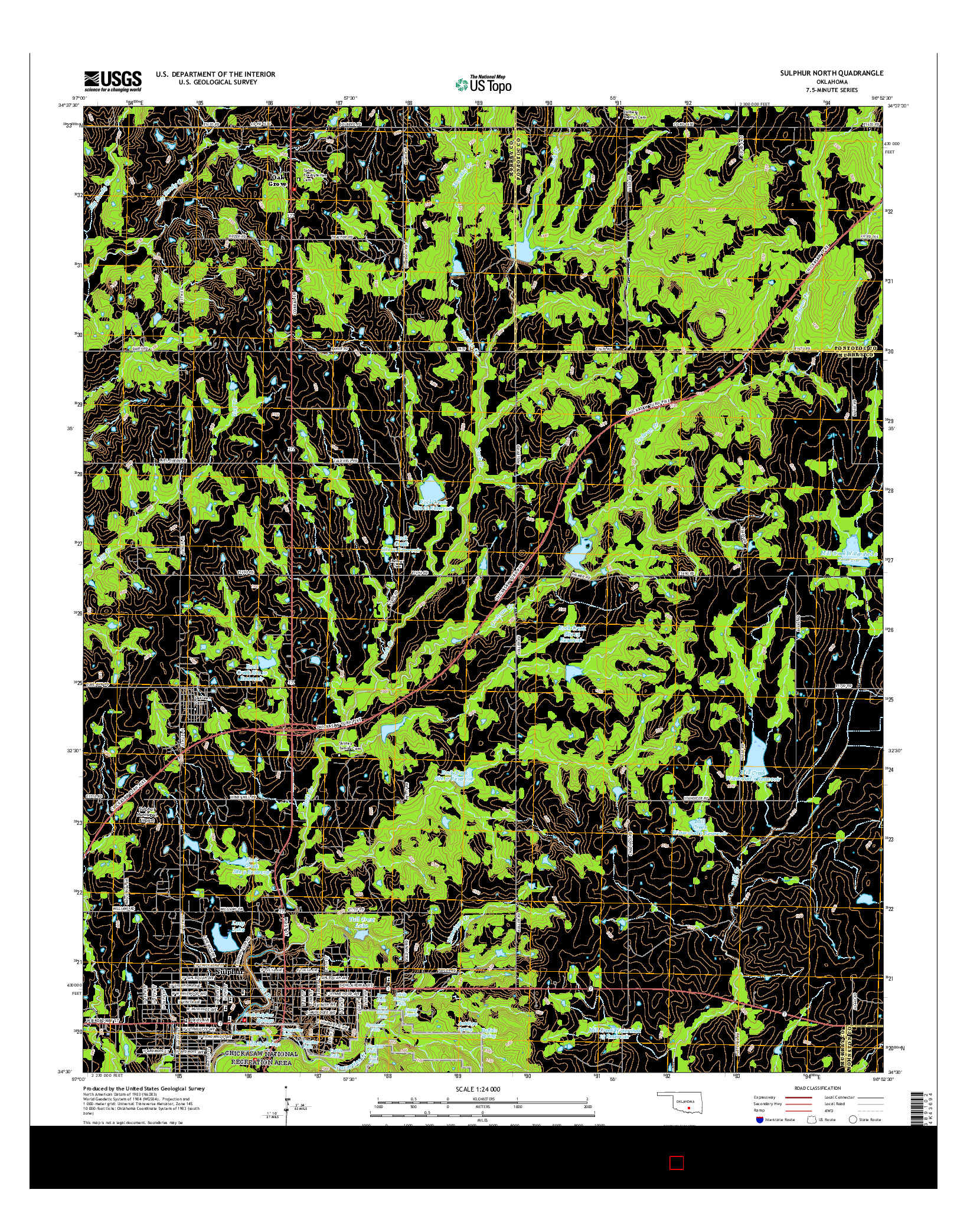 USGS US TOPO 7.5-MINUTE MAP FOR SULPHUR NORTH, OK 2016