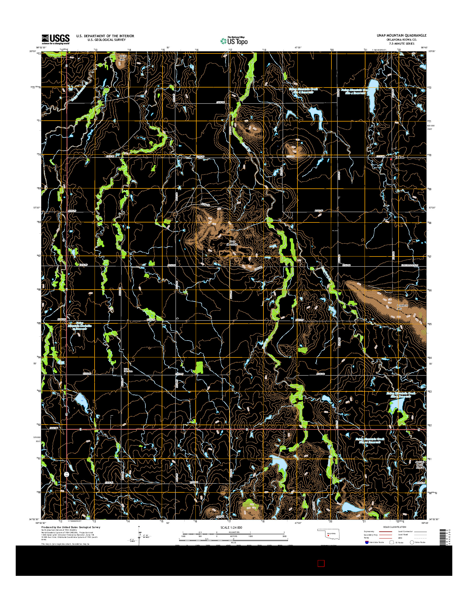 USGS US TOPO 7.5-MINUTE MAP FOR UNAP MOUNTAIN, OK 2016