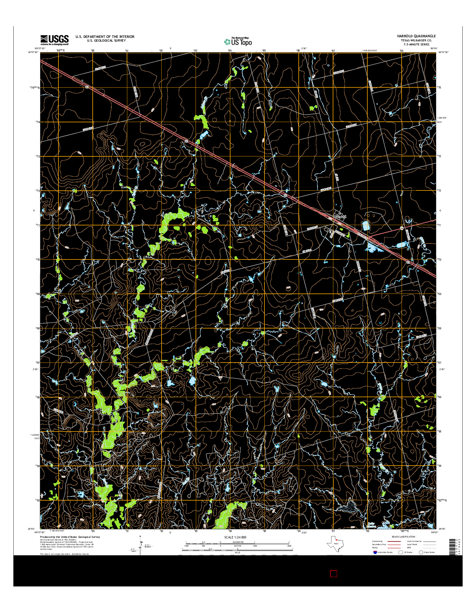 USGS US TOPO 7.5-MINUTE MAP FOR HARROLD, TX 2016