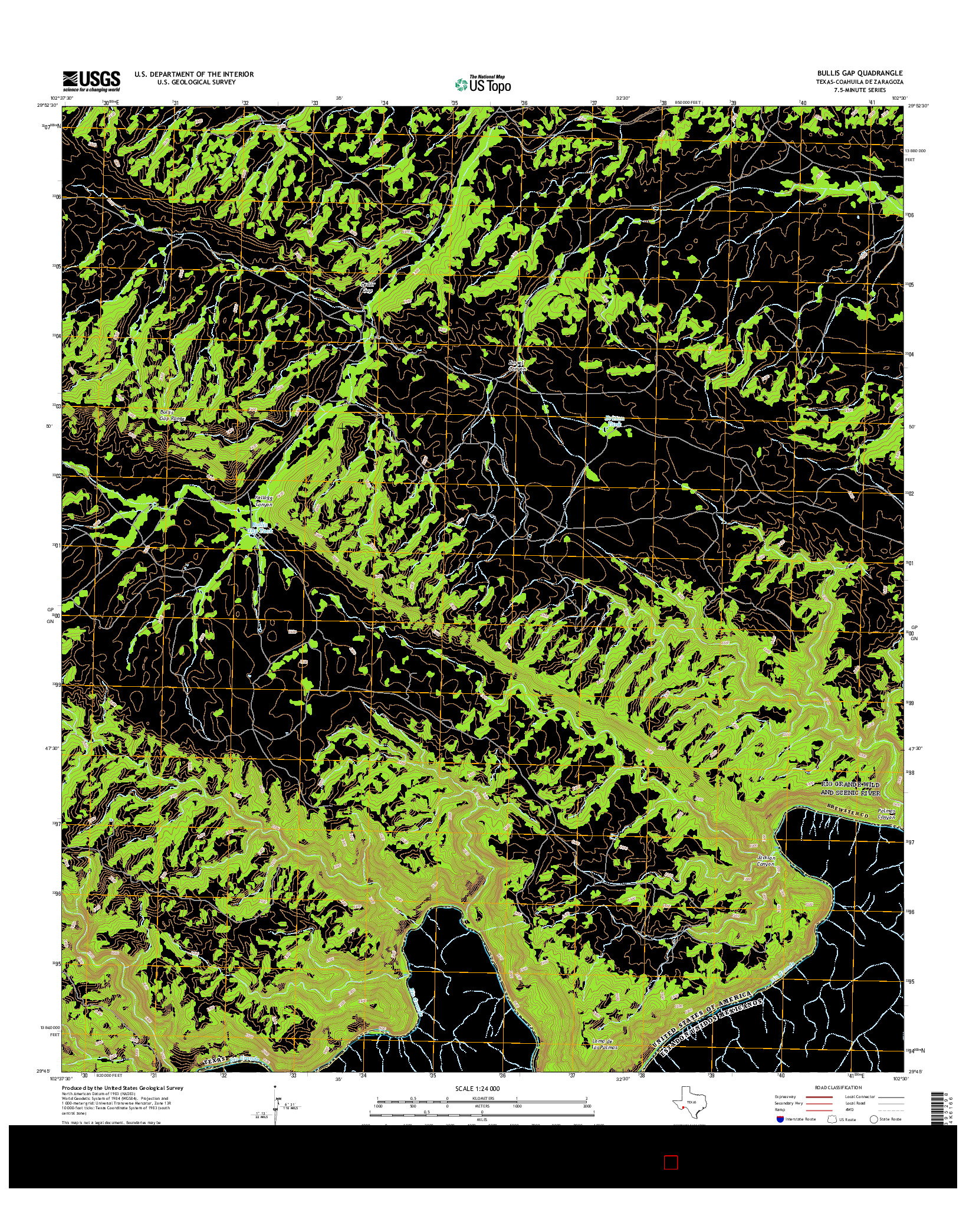 USGS US TOPO 7.5-MINUTE MAP FOR BULLIS GAP, TX-COA 2016