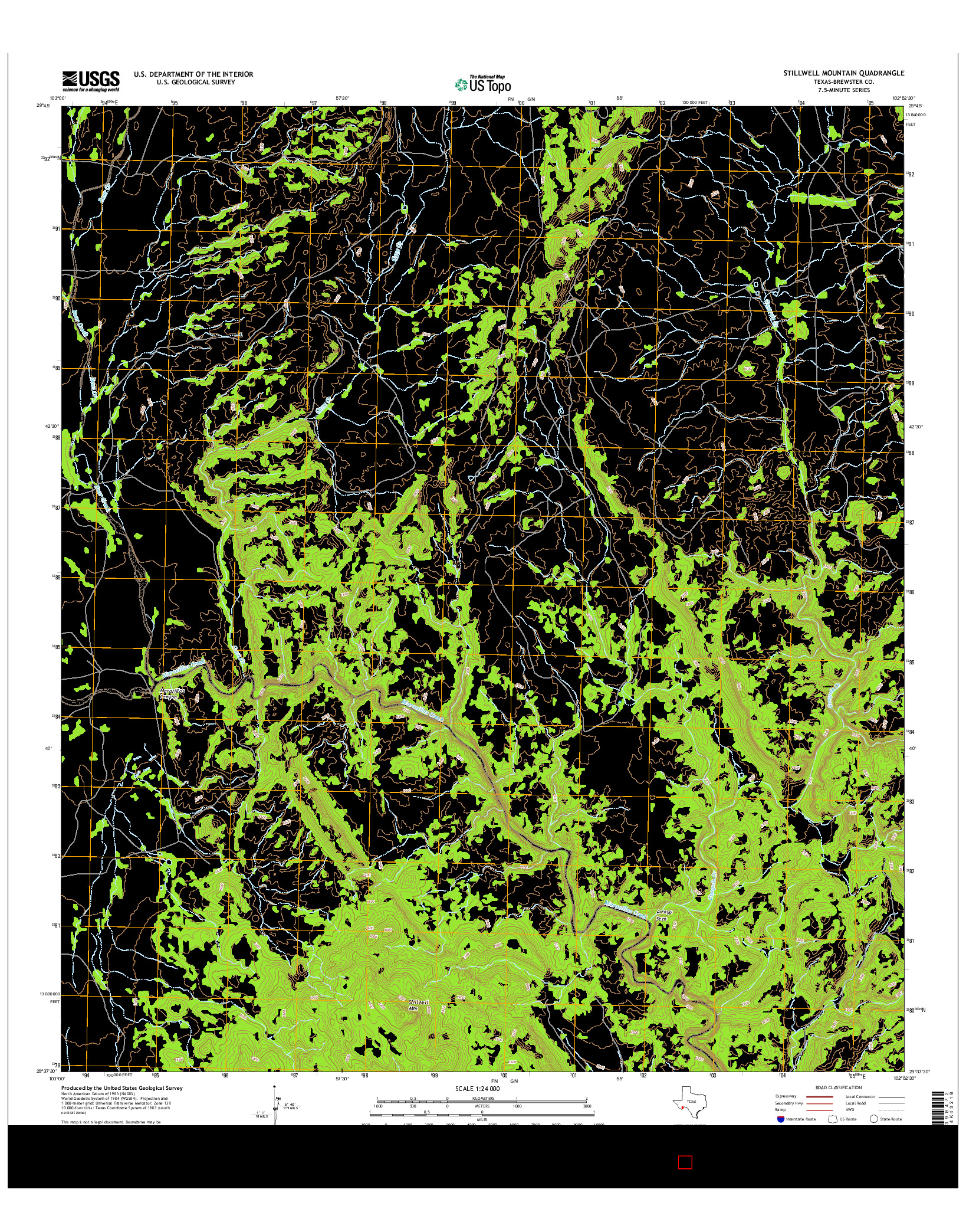 USGS US TOPO 7.5-MINUTE MAP FOR STILLWELL MOUNTAIN, TX 2016