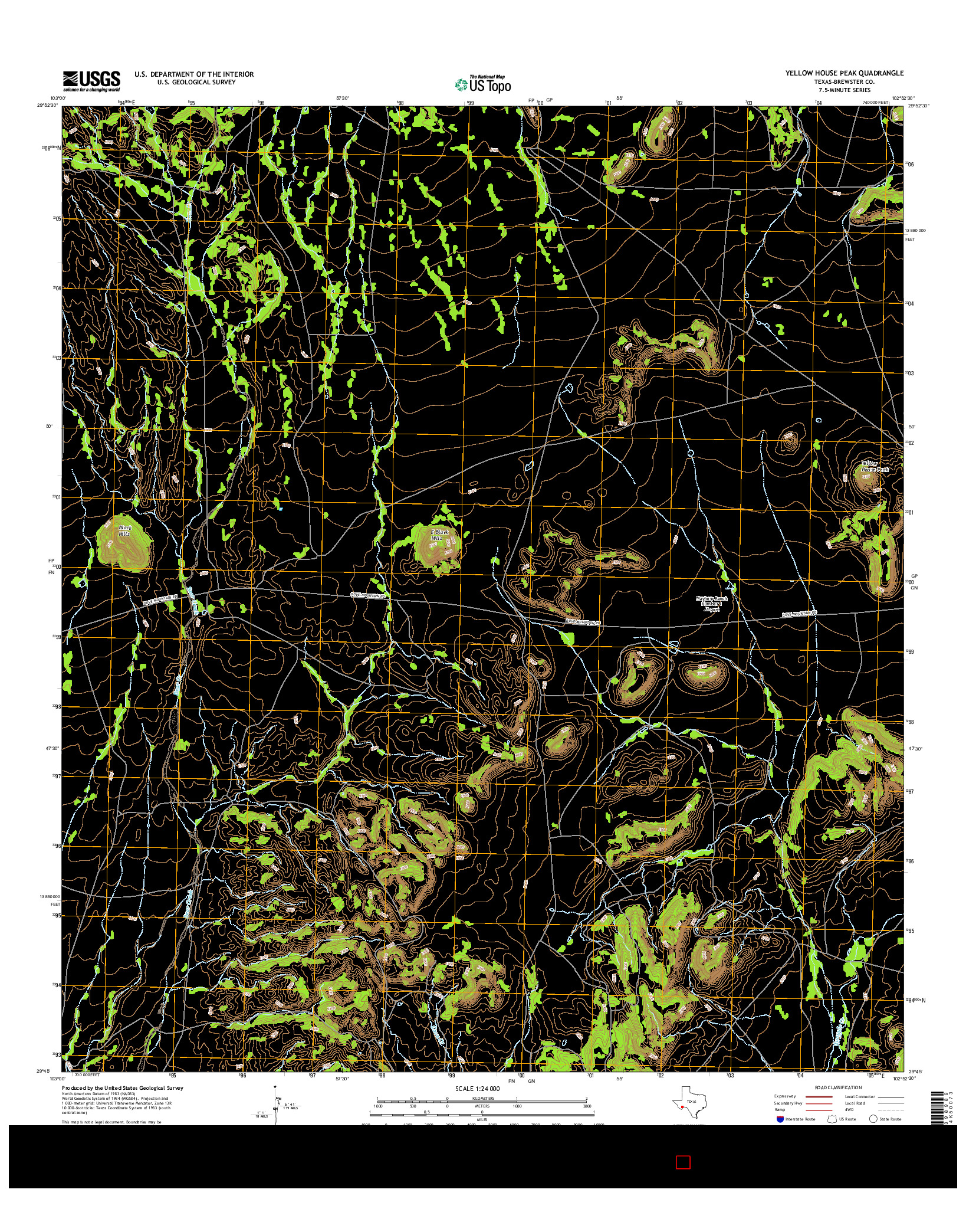 USGS US TOPO 7.5-MINUTE MAP FOR YELLOW HOUSE PEAK, TX 2016