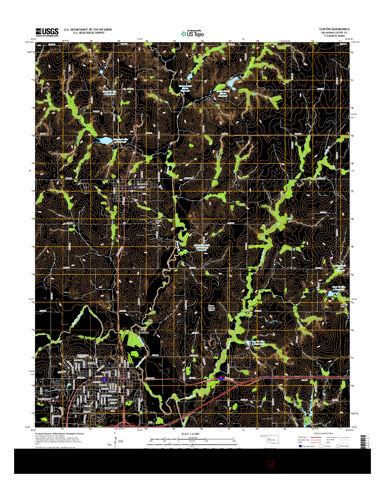 USGS US TOPO 7.5-MINUTE MAP FOR CLINTON, OK 2016