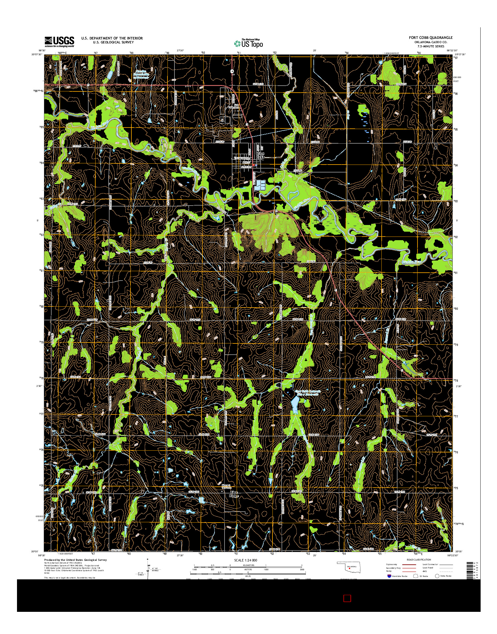 USGS US TOPO 7.5-MINUTE MAP FOR FORT COBB, OK 2016