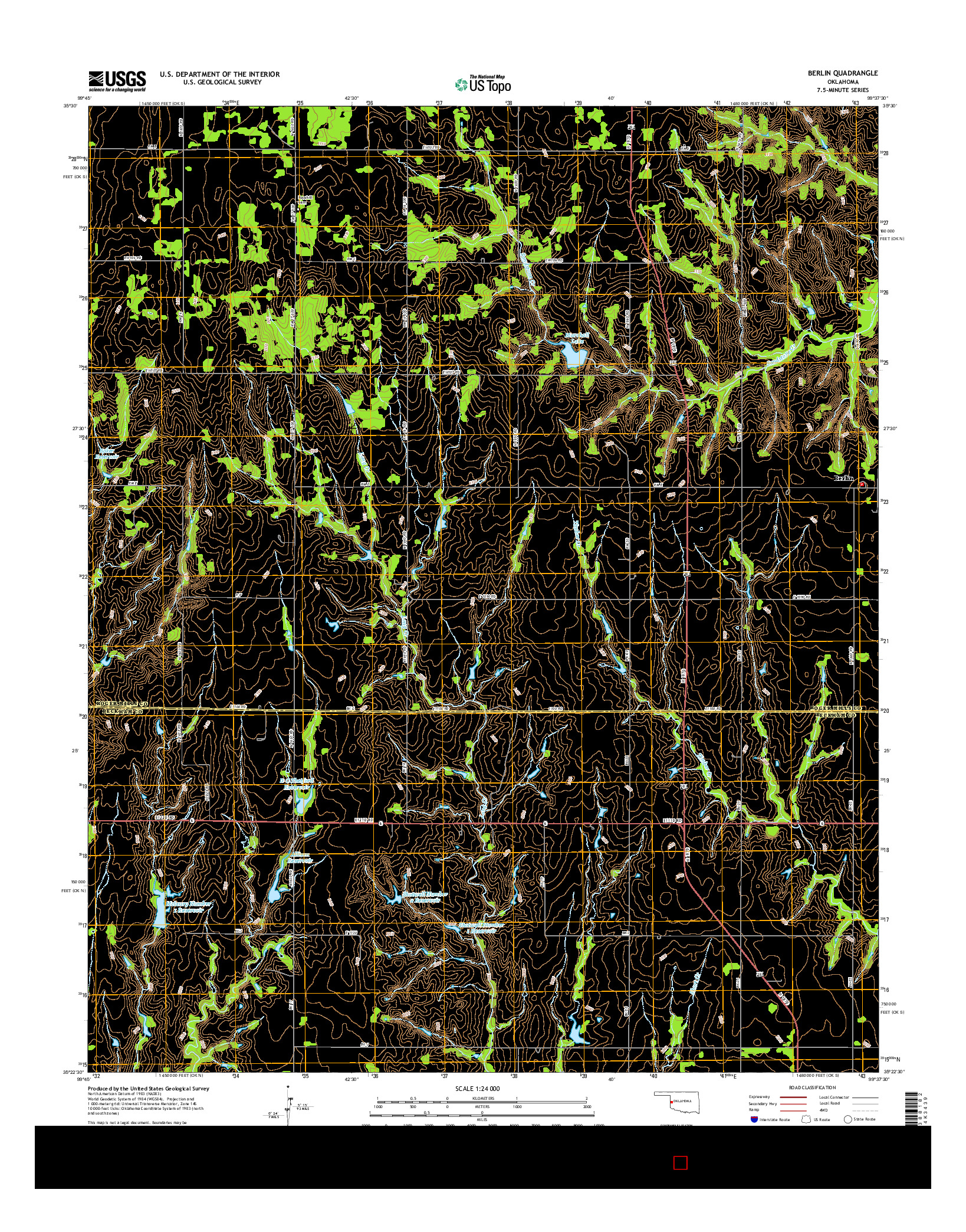 USGS US TOPO 7.5-MINUTE MAP FOR BERLIN, OK 2016