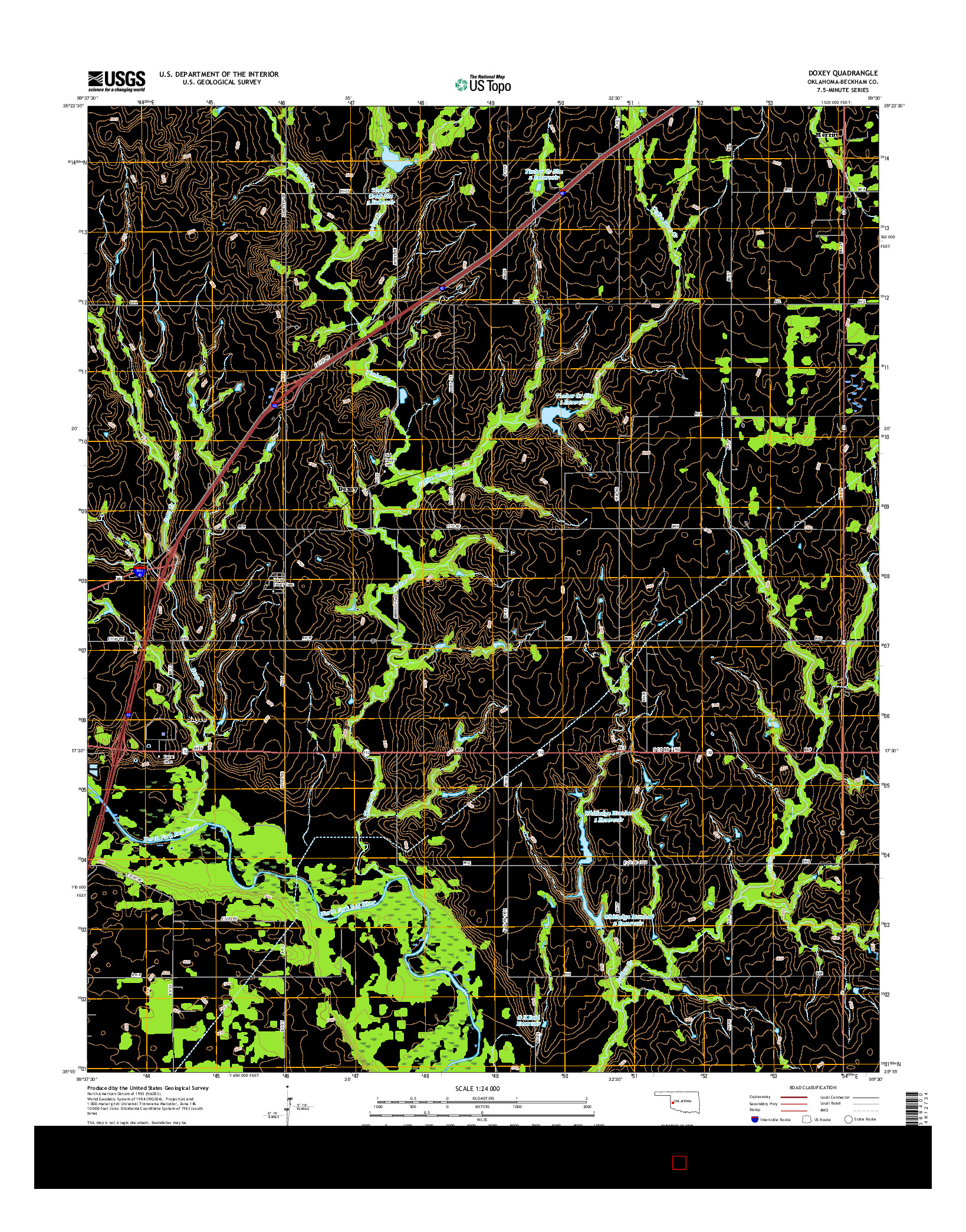 USGS US TOPO 7.5-MINUTE MAP FOR DOXEY, OK 2016