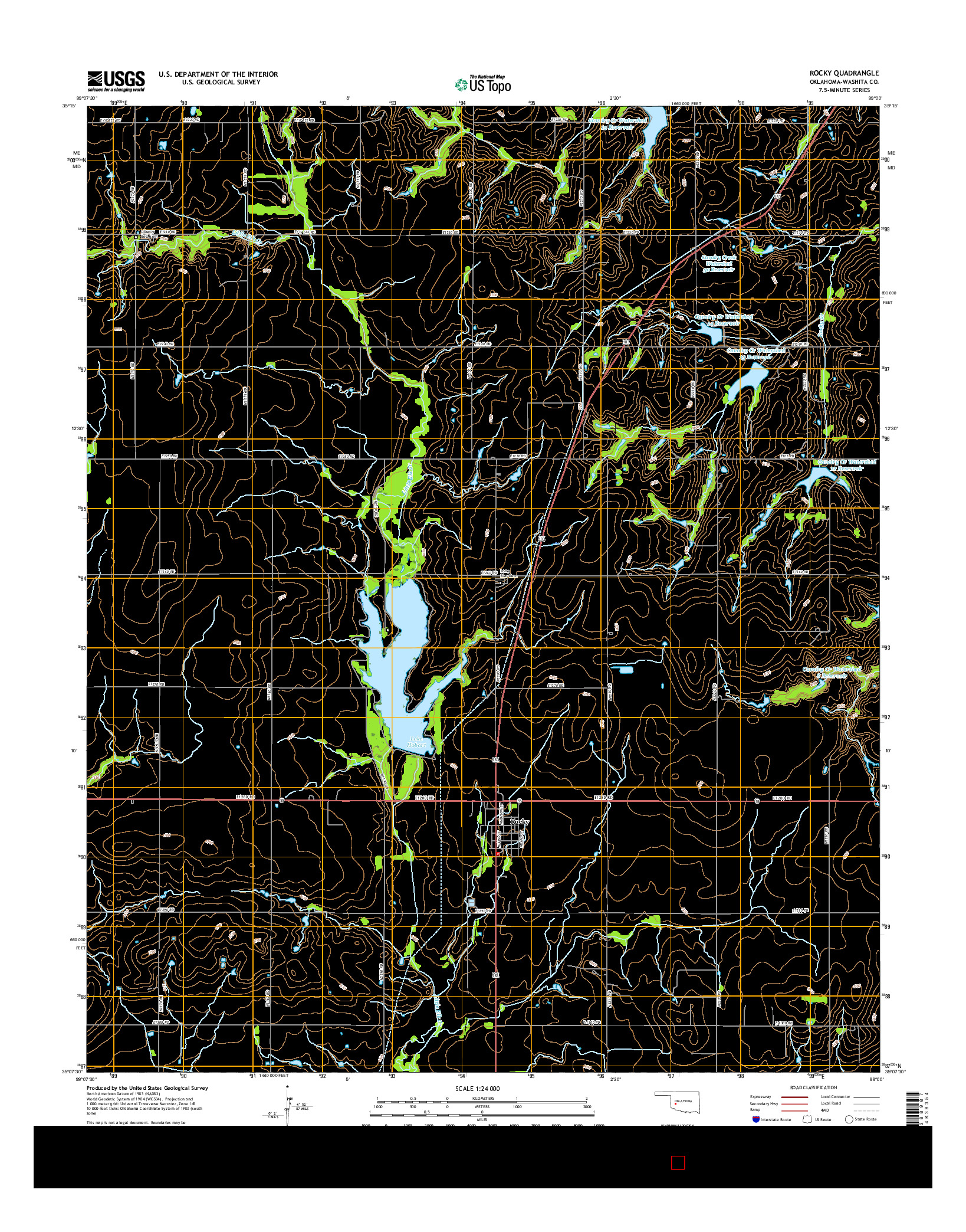 USGS US TOPO 7.5-MINUTE MAP FOR ROCKY, OK 2016