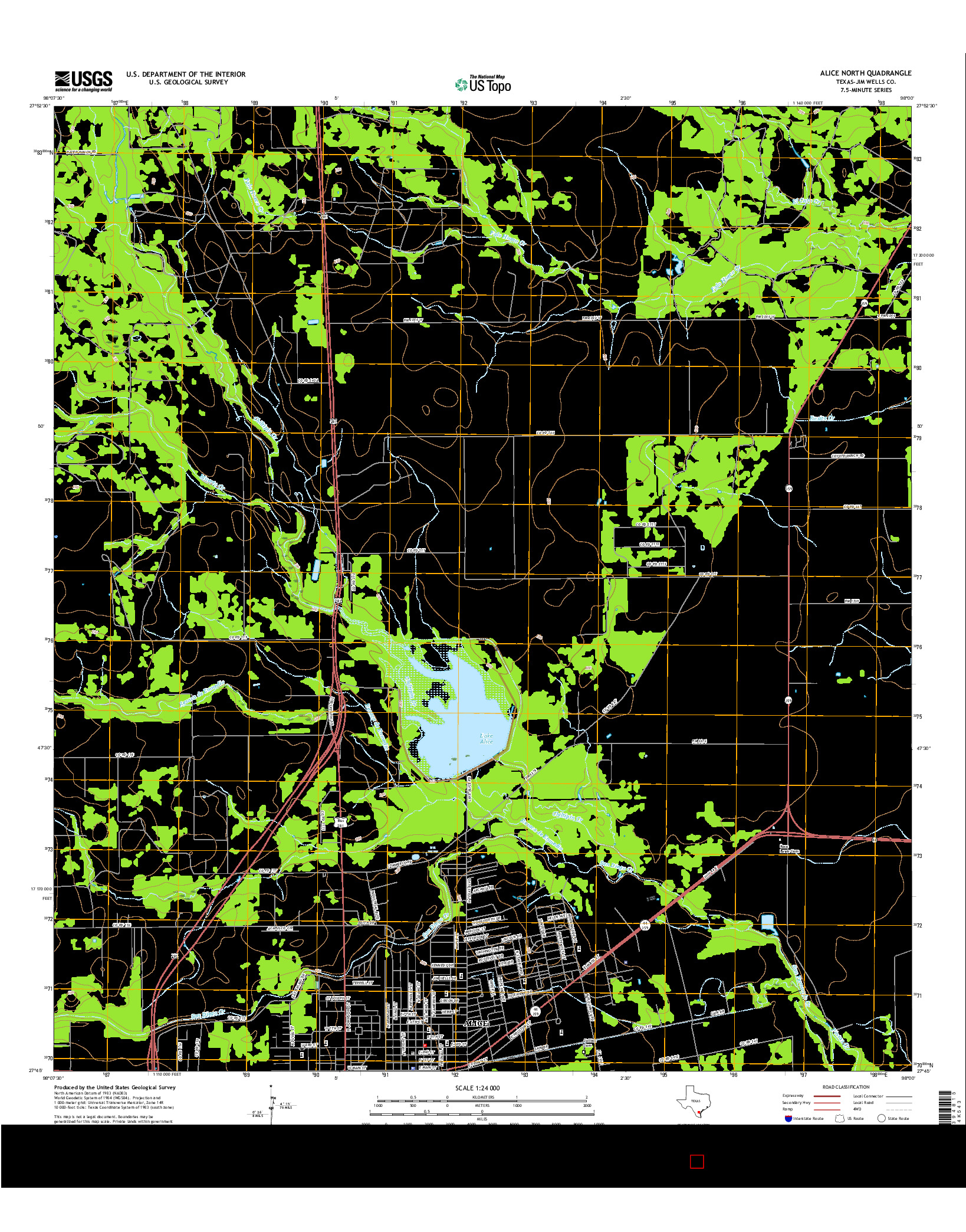 USGS US TOPO 7.5-MINUTE MAP FOR ALICE NORTH, TX 2016