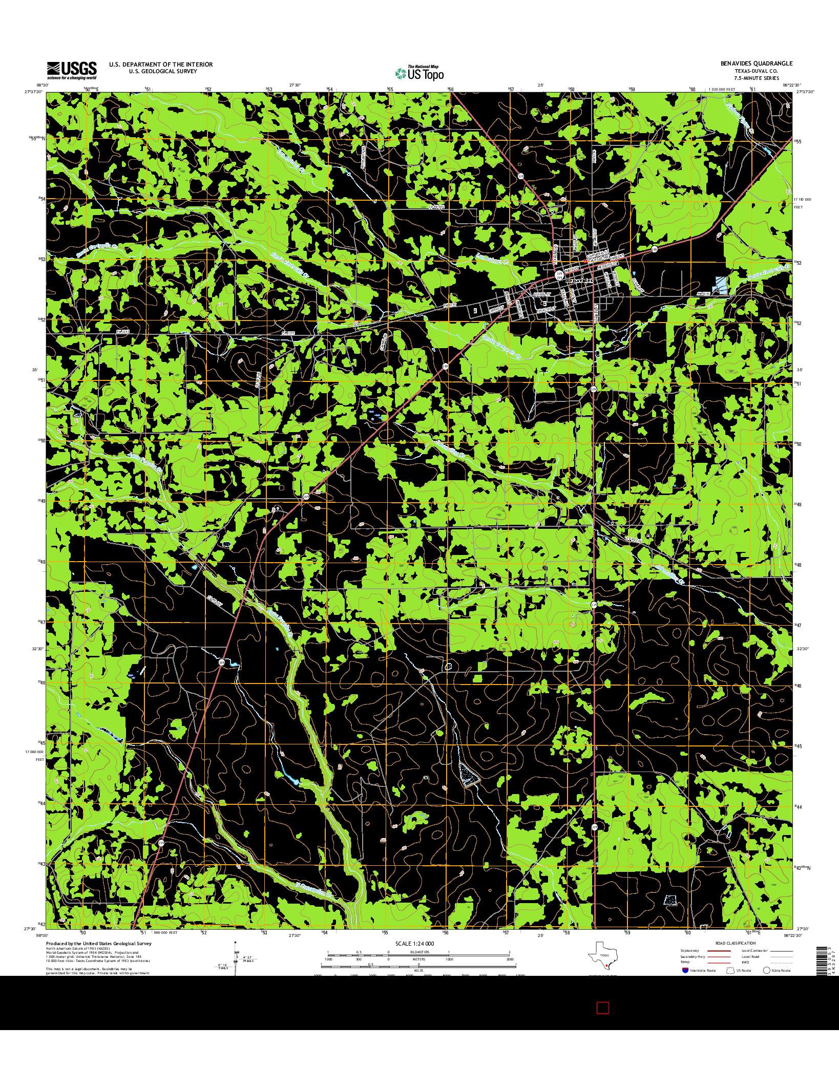USGS US TOPO 7.5-MINUTE MAP FOR BENAVIDES, TX 2016
