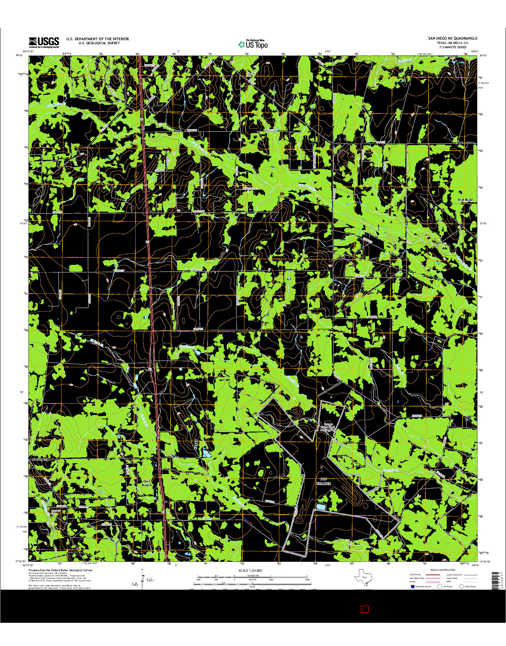 USGS US TOPO 7.5-MINUTE MAP FOR SAN DIEGO NE, TX 2016