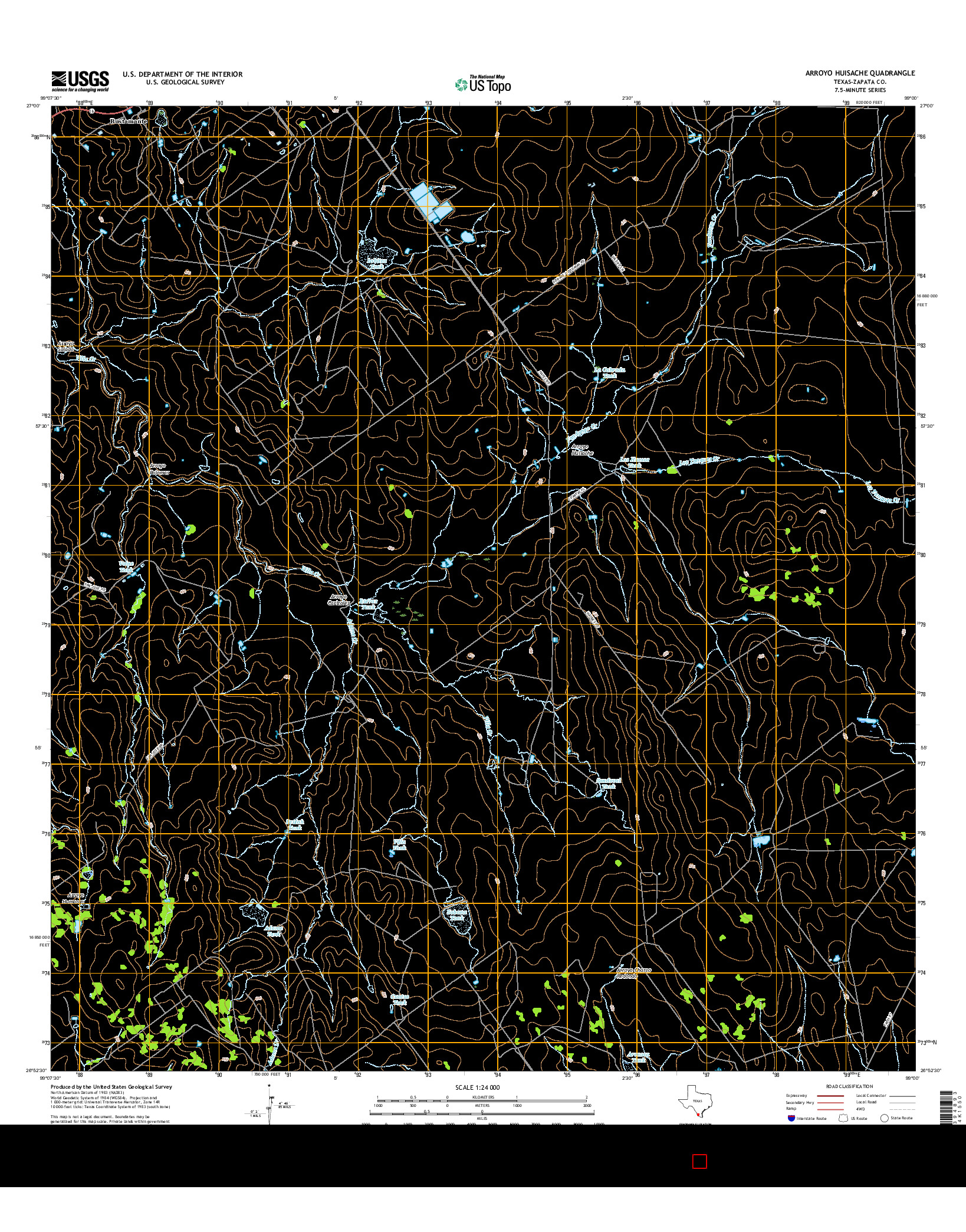 USGS US TOPO 7.5-MINUTE MAP FOR ARROYO HUISACHE, TX 2016