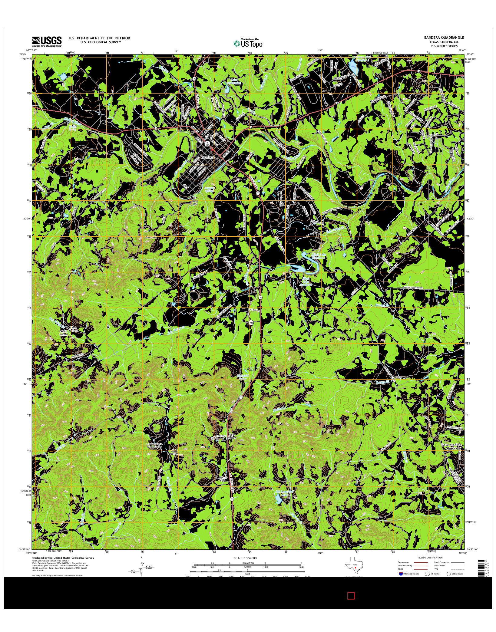 USGS US TOPO 7.5-MINUTE MAP FOR BANDERA, TX 2016