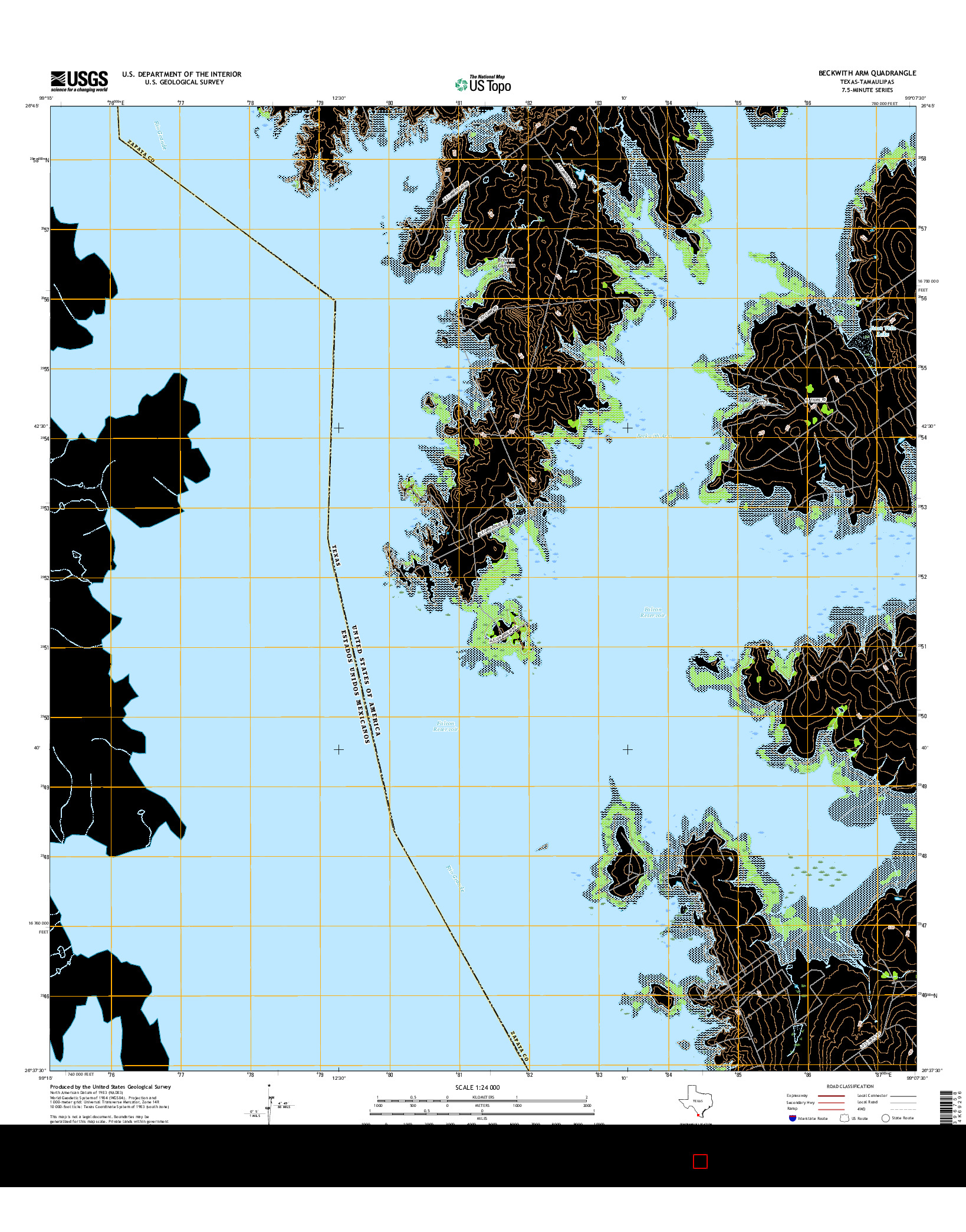 USGS US TOPO 7.5-MINUTE MAP FOR BECKWITH ARM, TX-TAM 2016