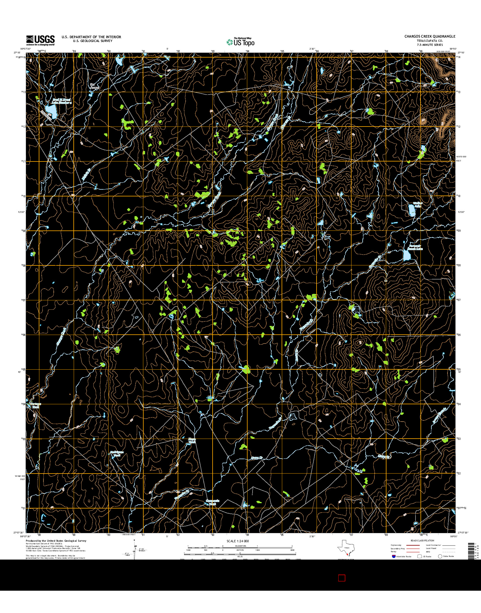 USGS US TOPO 7.5-MINUTE MAP FOR CHARGOS CREEK, TX 2016