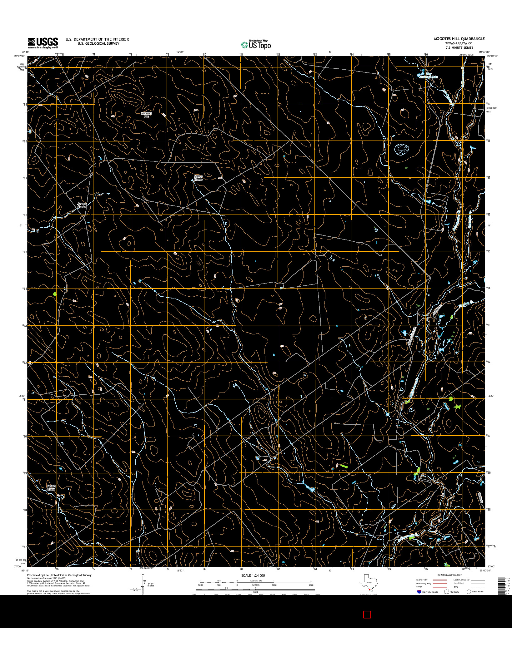 USGS US TOPO 7.5-MINUTE MAP FOR MOGOTES HILL, TX 2016