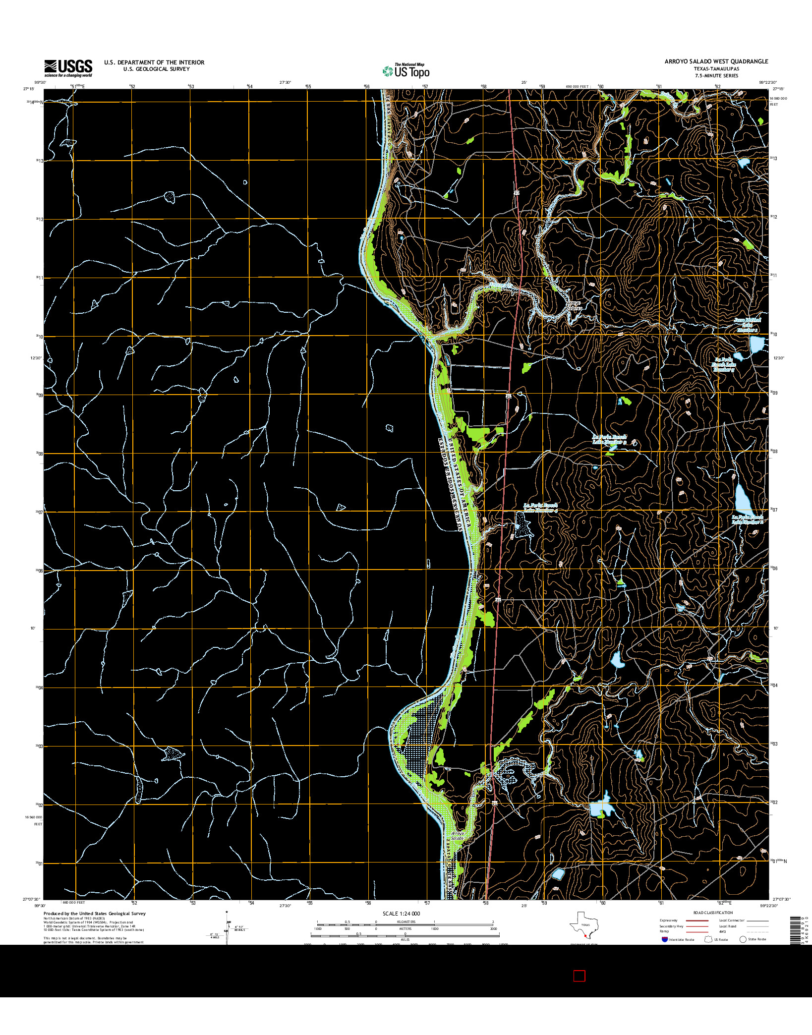 USGS US TOPO 7.5-MINUTE MAP FOR ARROYO SALADO WEST, TX-TAM 2016