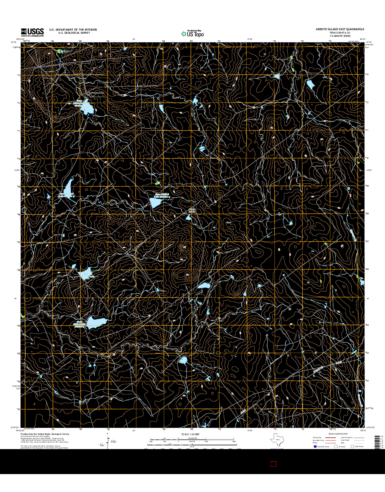 USGS US TOPO 7.5-MINUTE MAP FOR ARROYO SALADO EAST, TX 2016