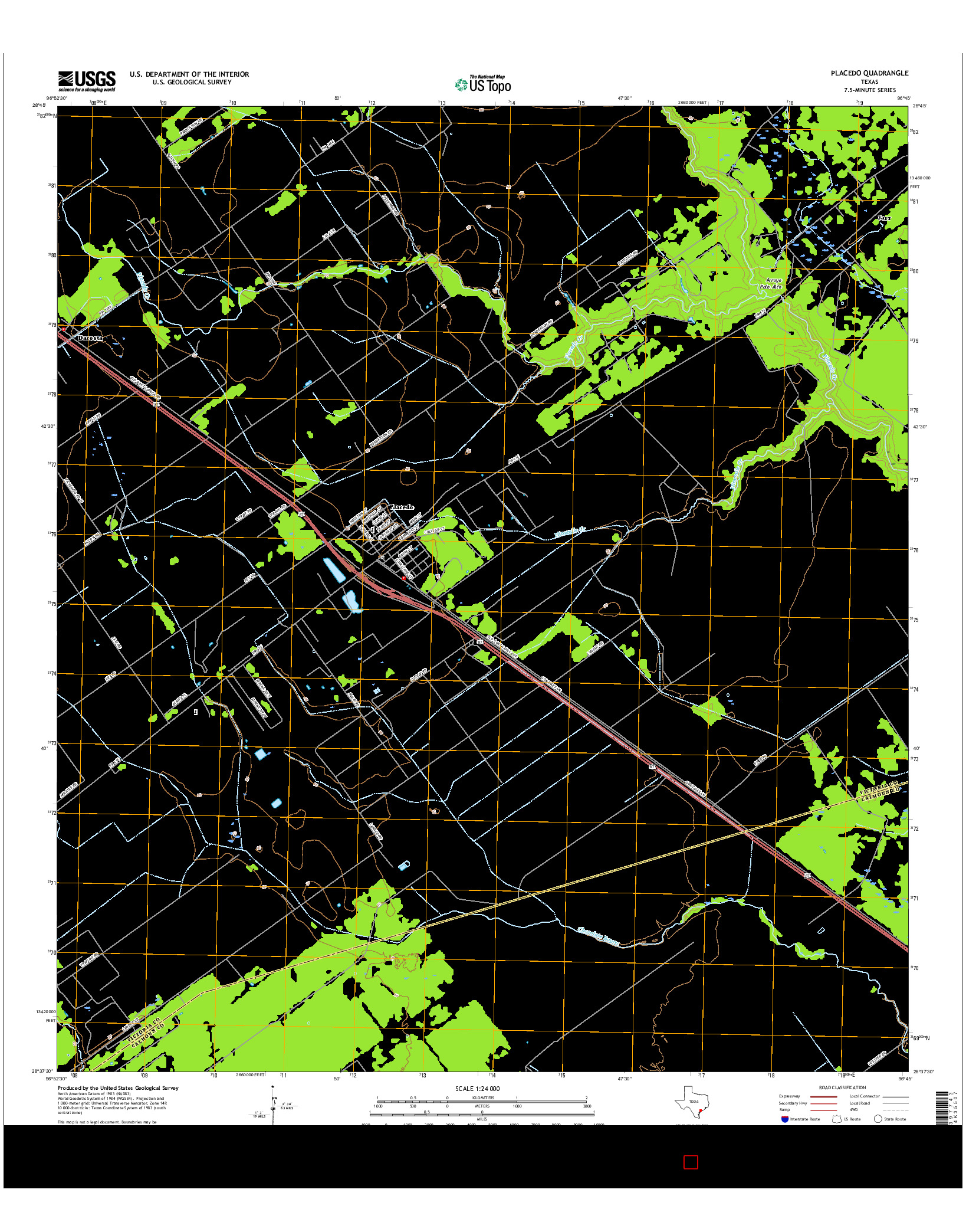 USGS US TOPO 7.5-MINUTE MAP FOR PLACEDO, TX 2016