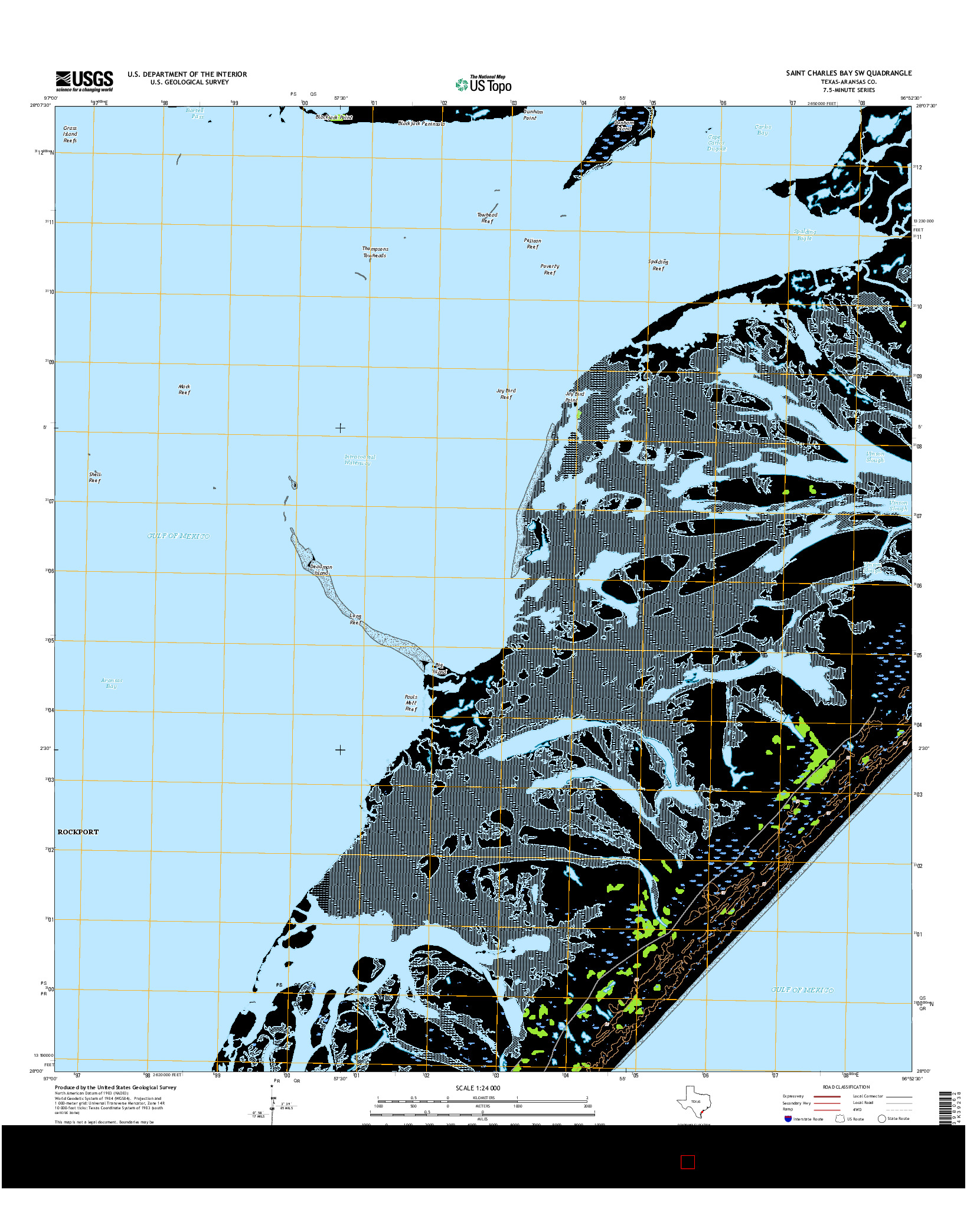 USGS US TOPO 7.5-MINUTE MAP FOR SAINT CHARLES BAY SW, TX 2016