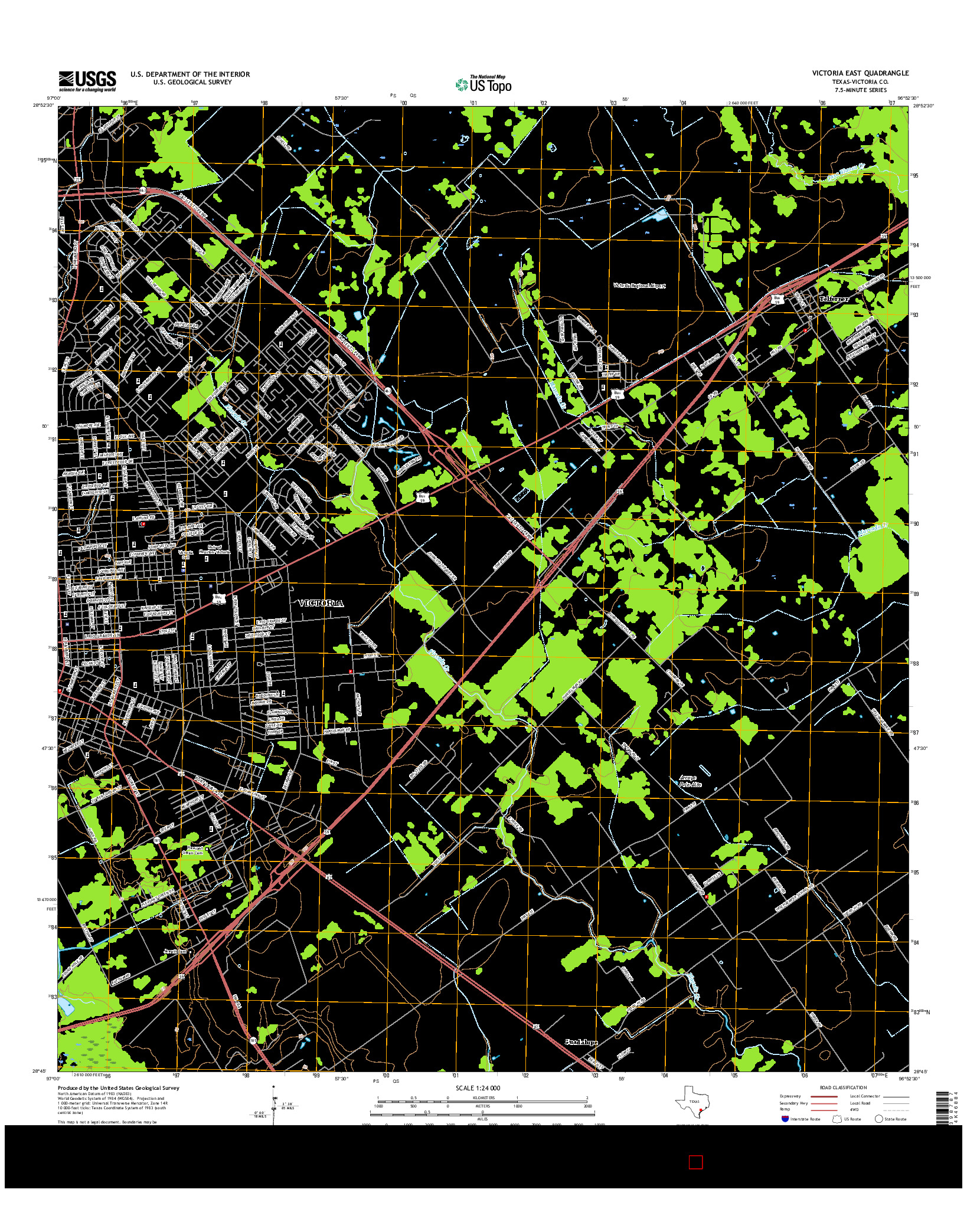 USGS US TOPO 7.5-MINUTE MAP FOR VICTORIA EAST, TX 2016