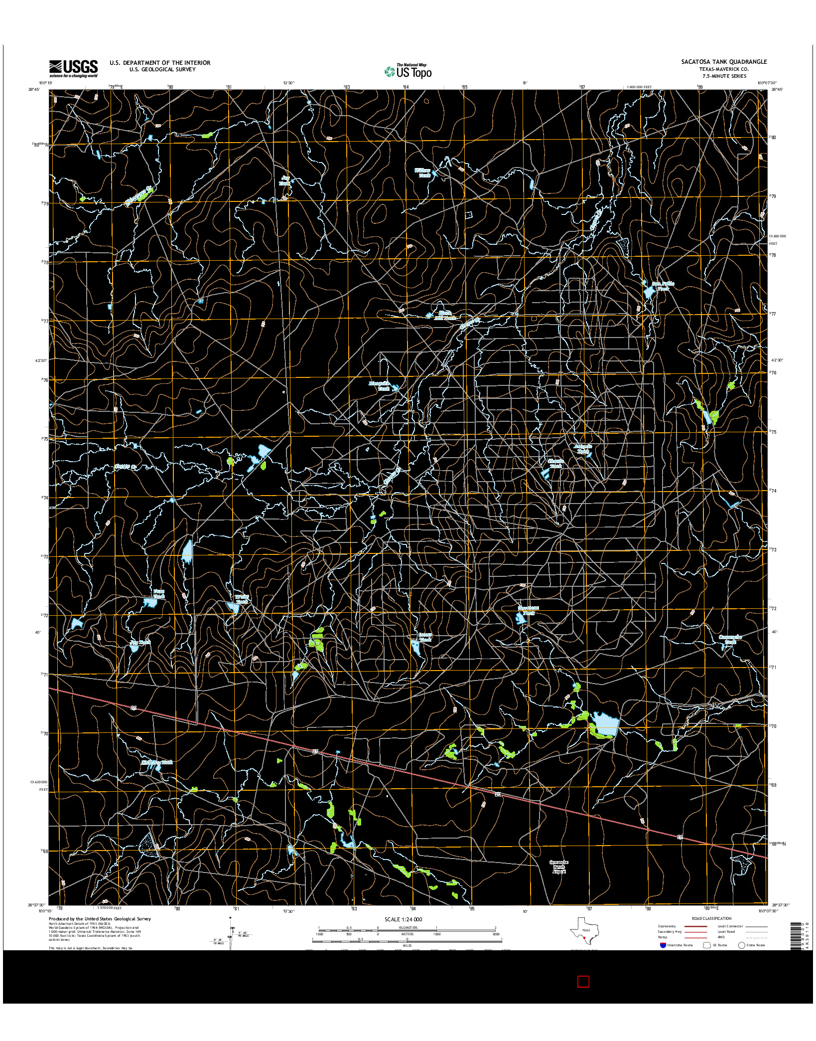 USGS US TOPO 7.5-MINUTE MAP FOR SACATOSA TANK, TX 2016