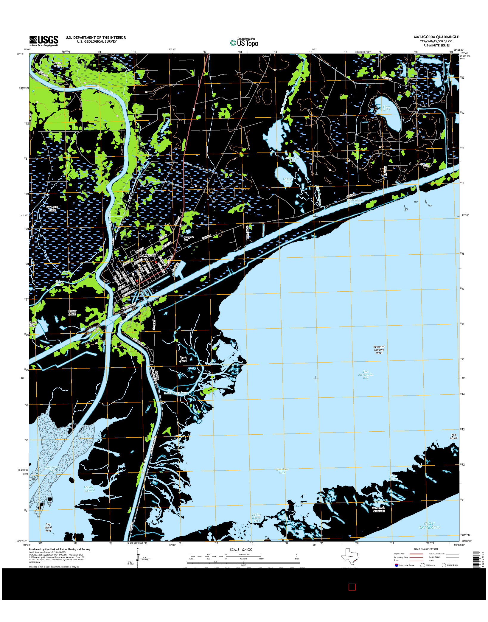 USGS US TOPO 7.5-MINUTE MAP FOR MATAGORDA, TX 2016