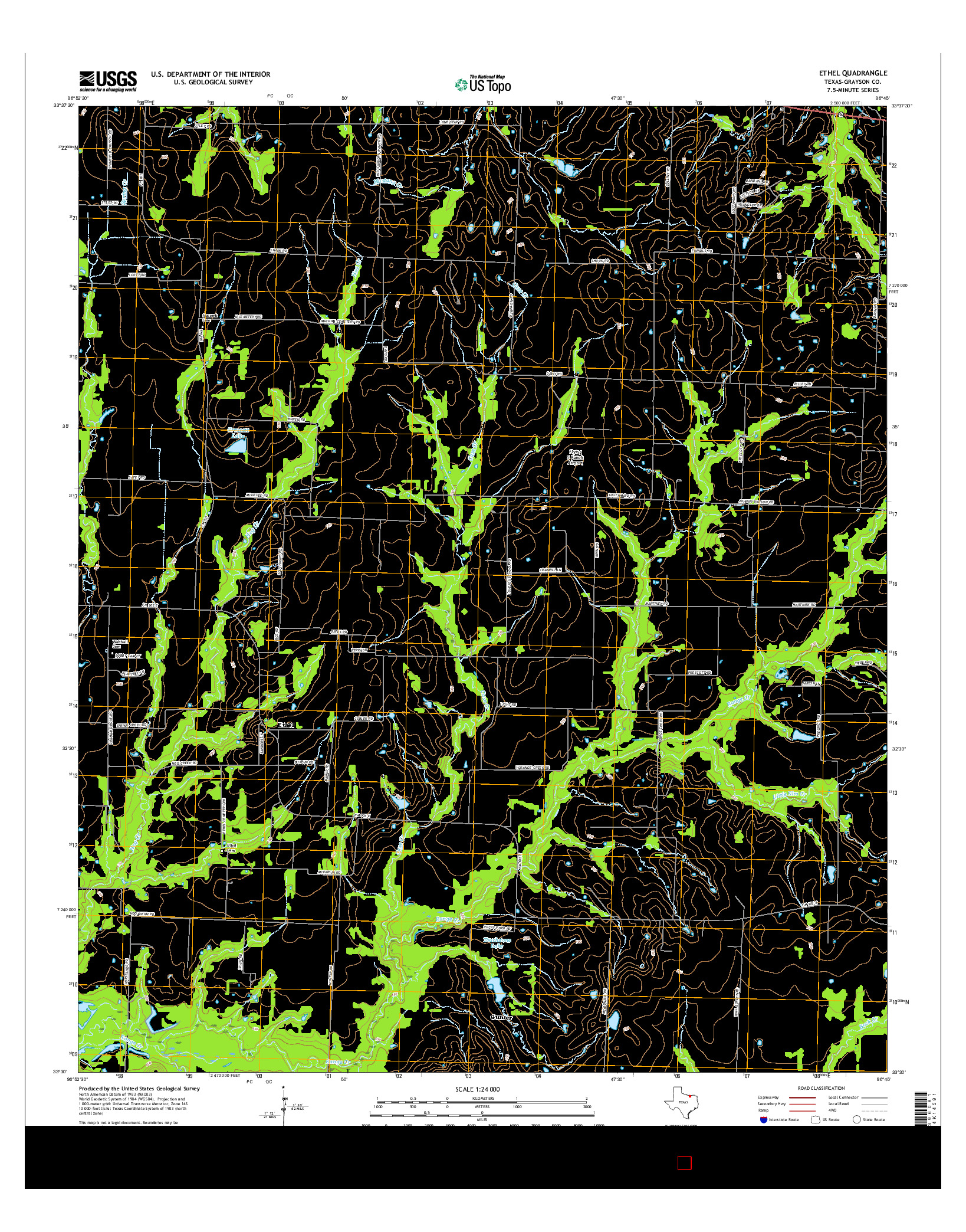 USGS US TOPO 7.5-MINUTE MAP FOR ETHEL, TX 2016