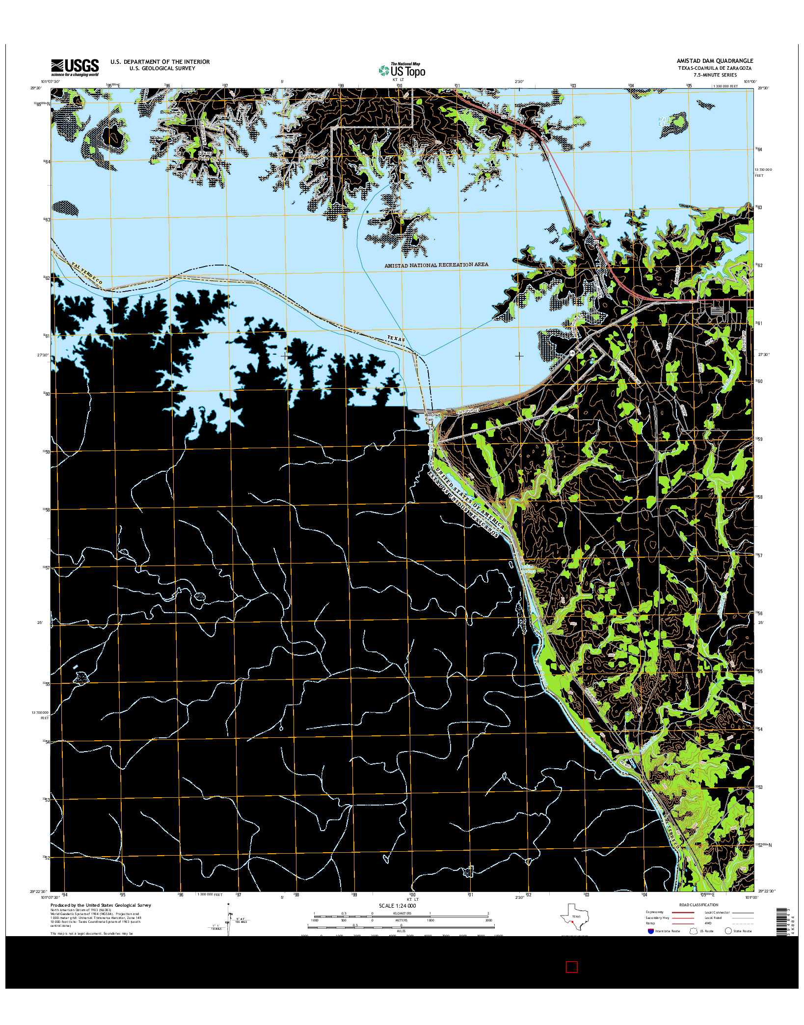 USGS US TOPO 7.5-MINUTE MAP FOR AMISTAD DAM, TX-COA 2016