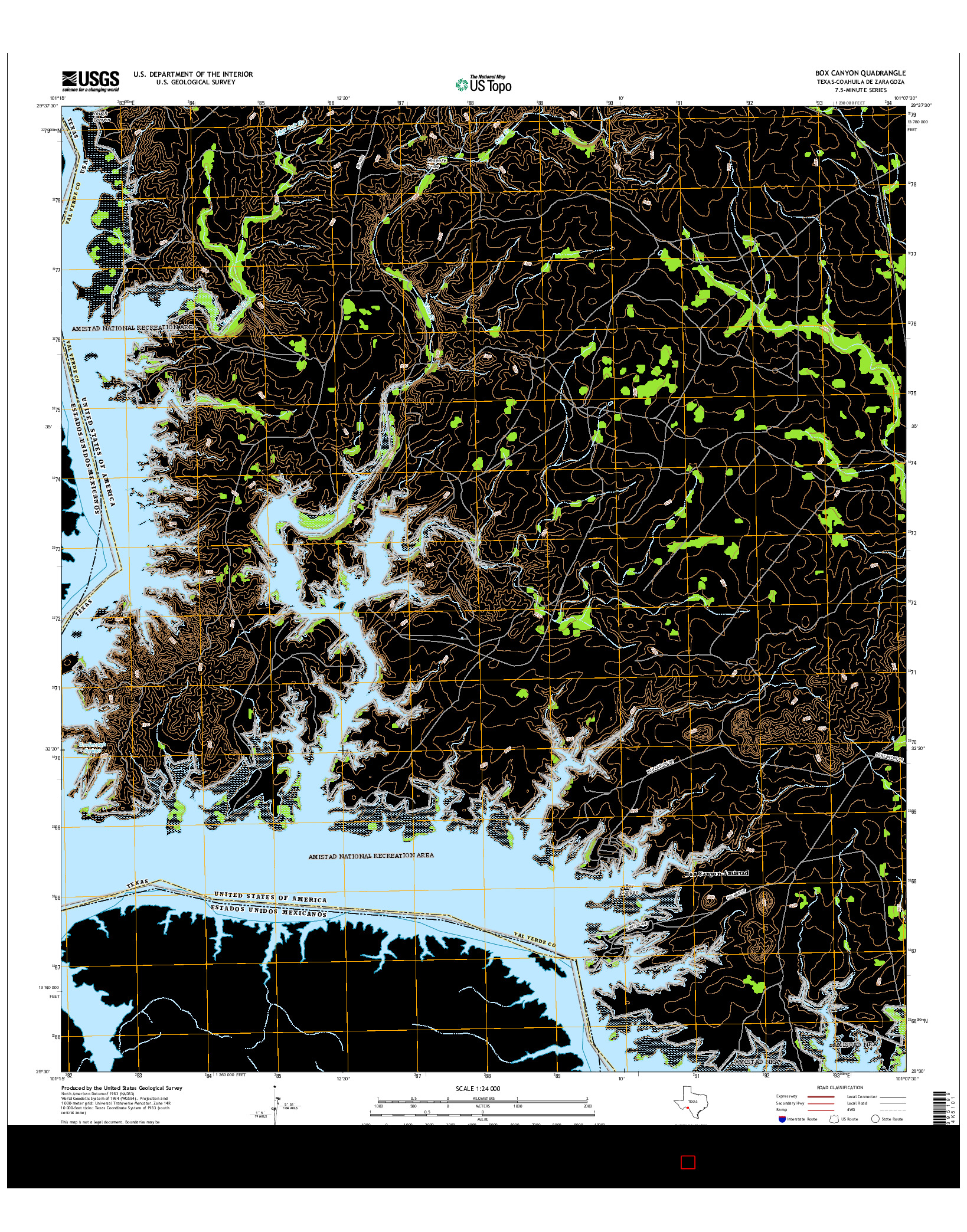 USGS US TOPO 7.5-MINUTE MAP FOR BOX CANYON, TX-COA 2016