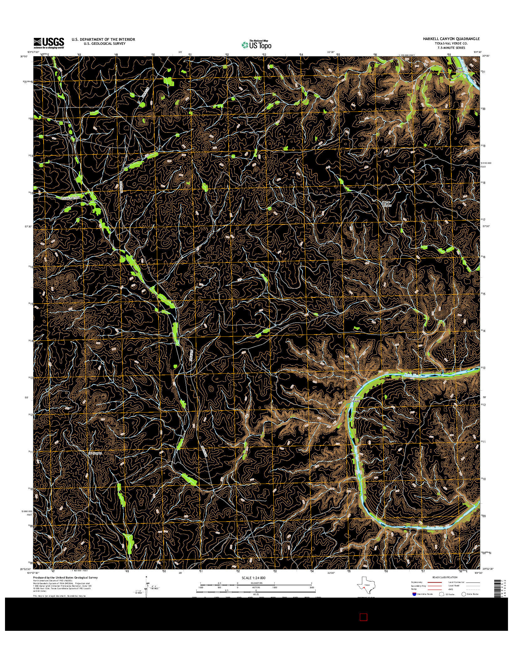 USGS US TOPO 7.5-MINUTE MAP FOR HARKELL CANYON, TX 2016