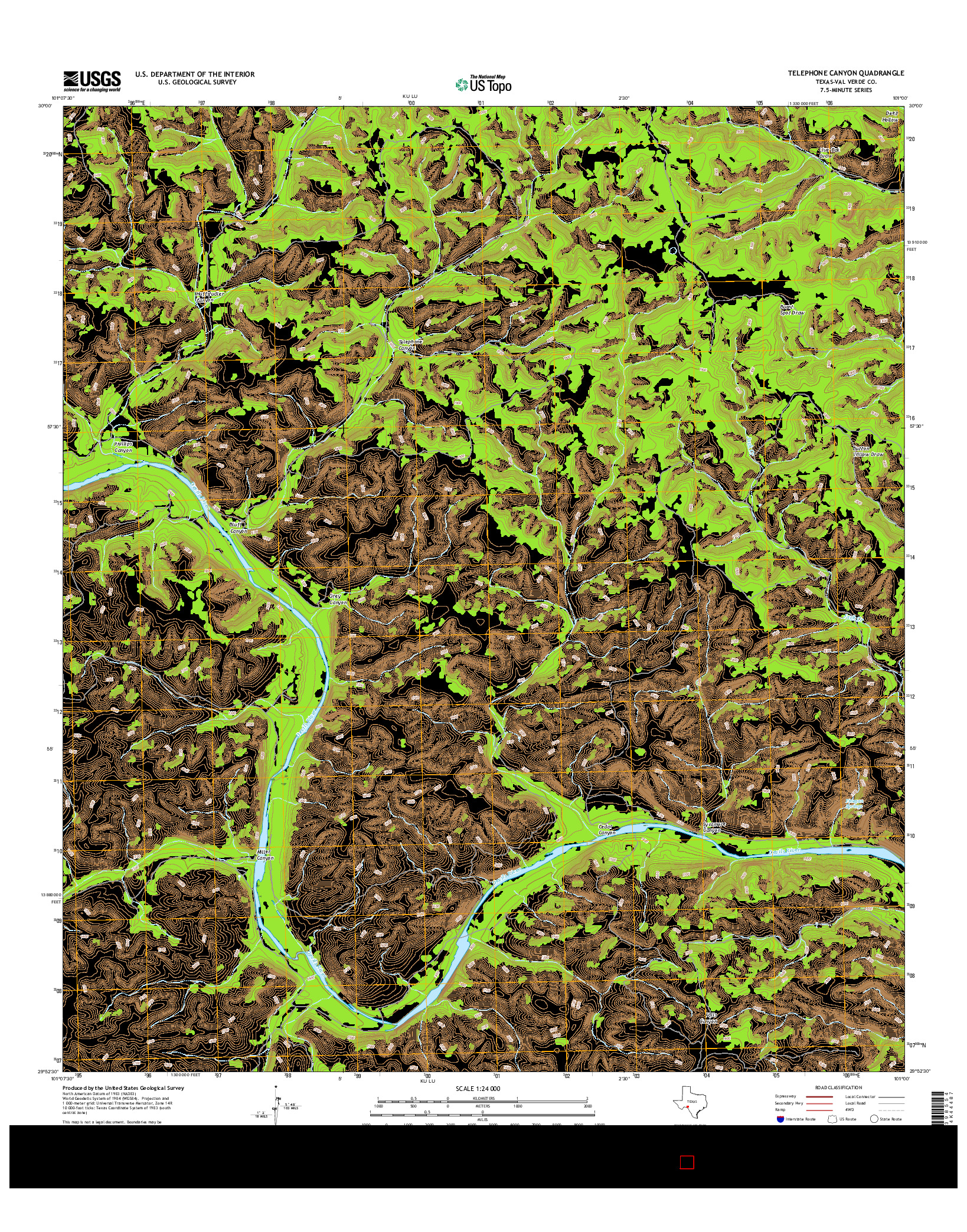 USGS US TOPO 7.5-MINUTE MAP FOR TELEPHONE CANYON, TX 2016