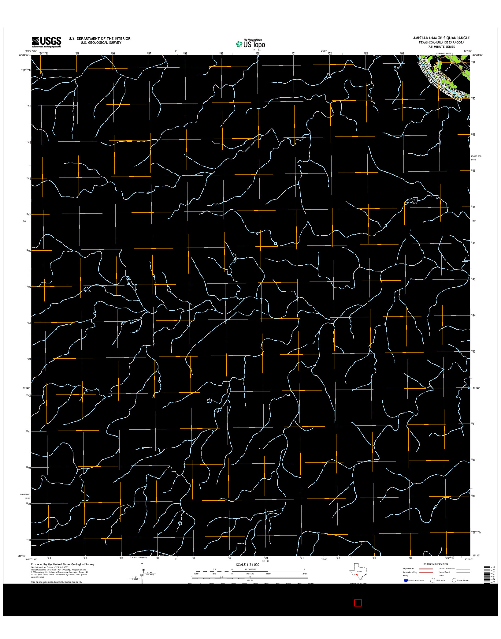 USGS US TOPO 7.5-MINUTE MAP FOR AMISTAD DAM OE S, TX-COA 2016