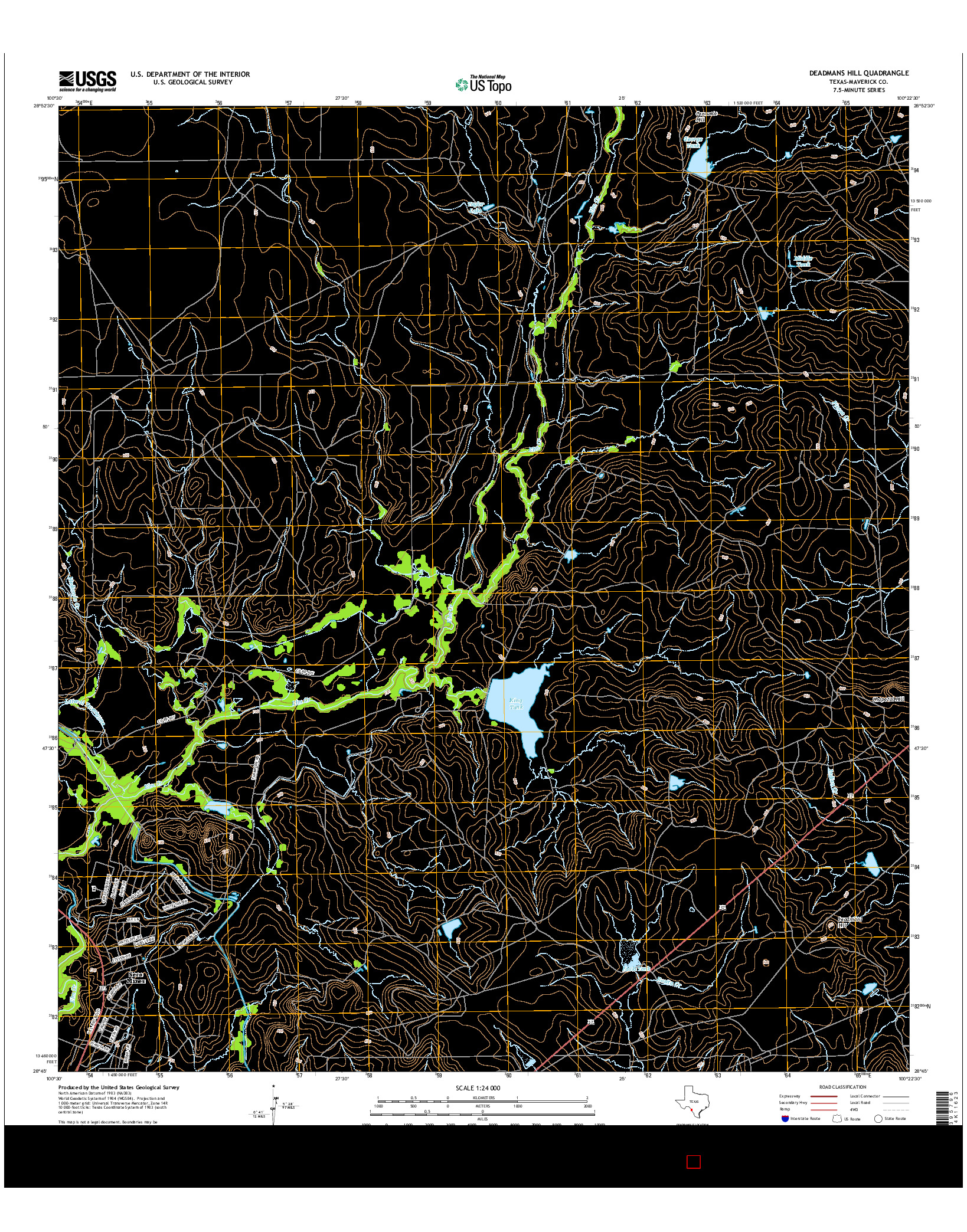 USGS US TOPO 7.5-MINUTE MAP FOR DEADMANS HILL, TX 2016