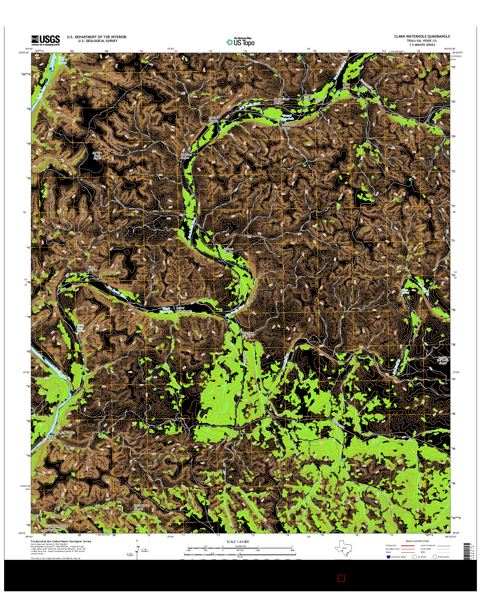 USGS US TOPO 7.5-MINUTE MAP FOR CLARK WATERHOLE, TX 2016