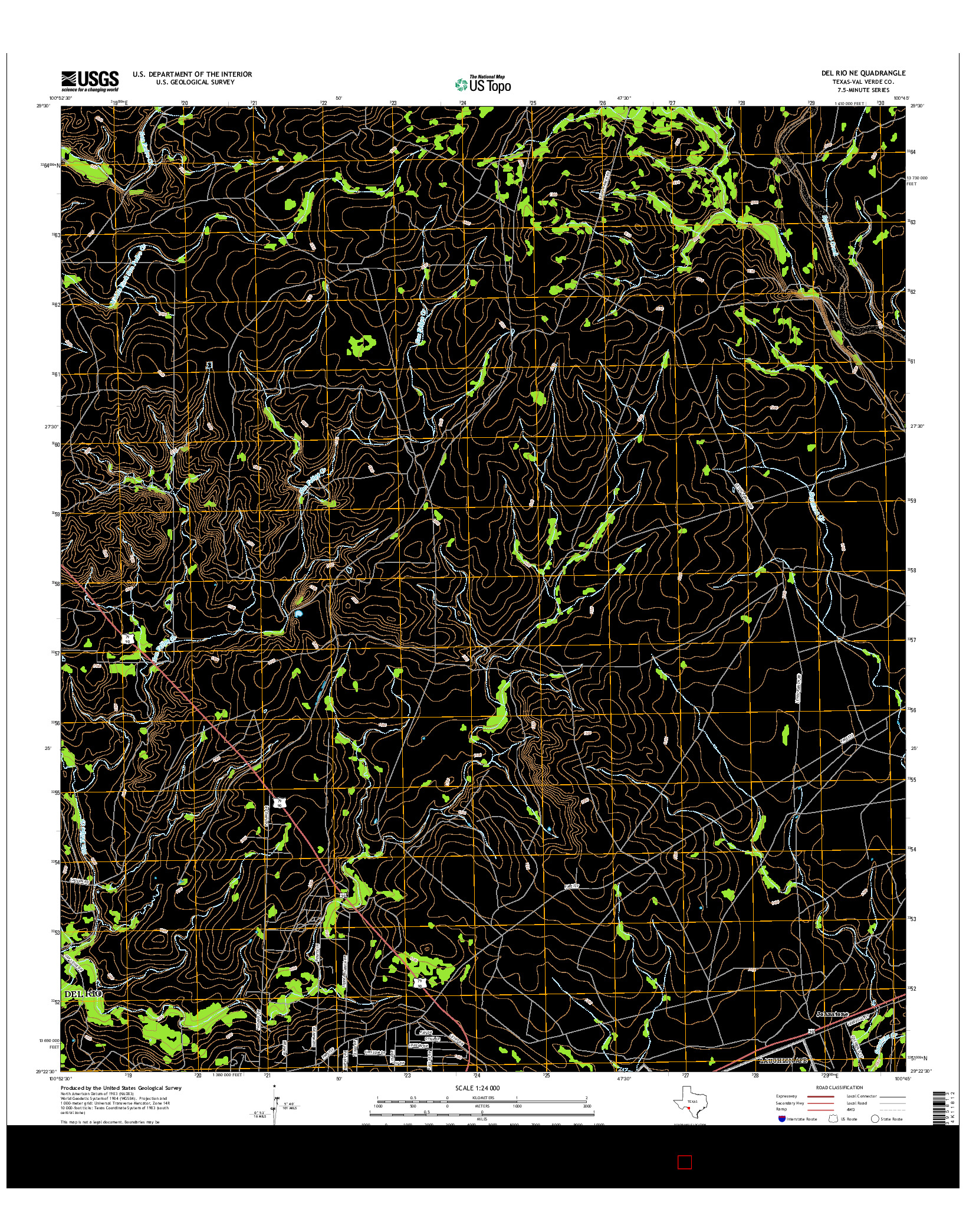 USGS US TOPO 7.5-MINUTE MAP FOR DEL RIO NE, TX 2016