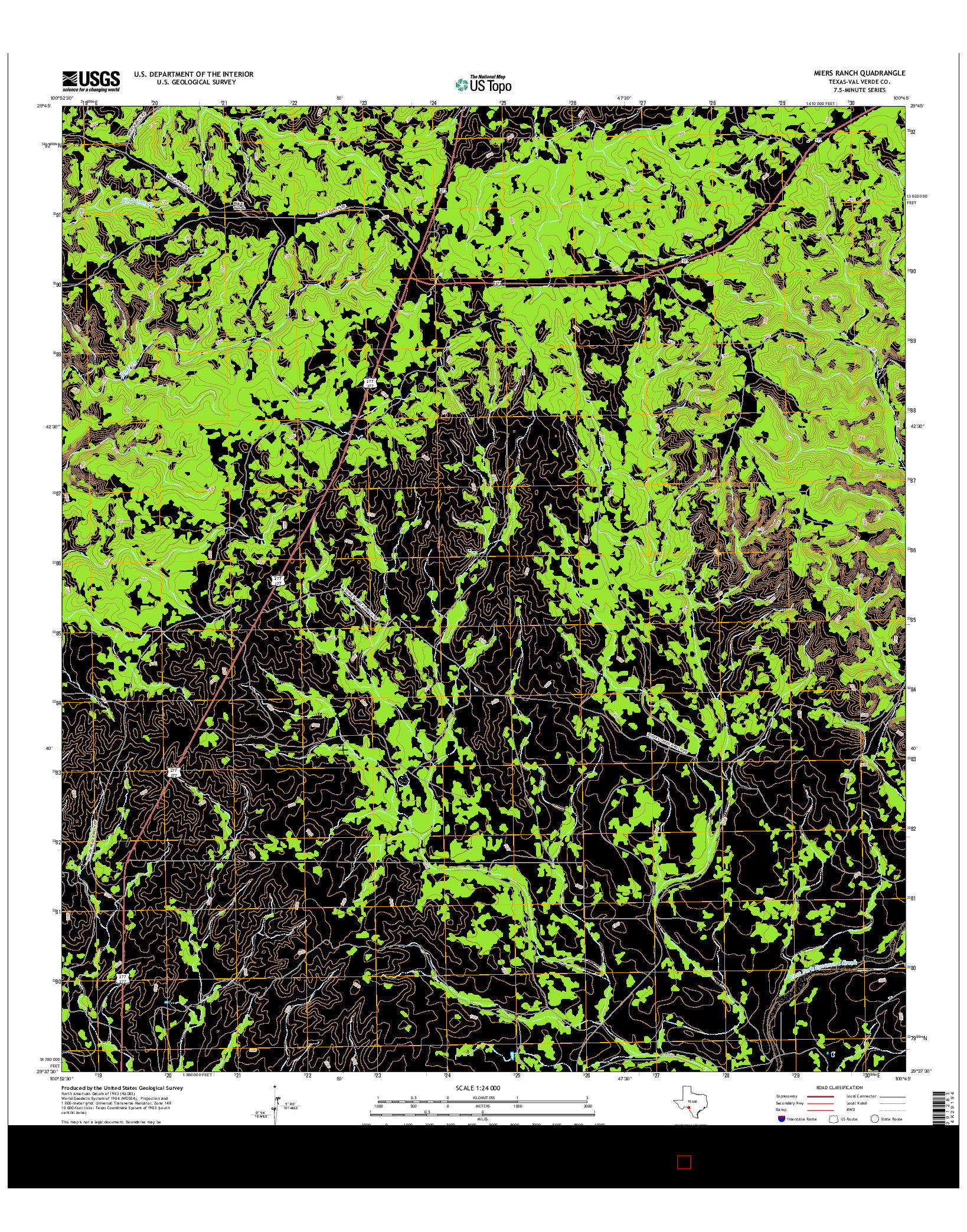 USGS US TOPO 7.5-MINUTE MAP FOR MIERS RANCH, TX 2016