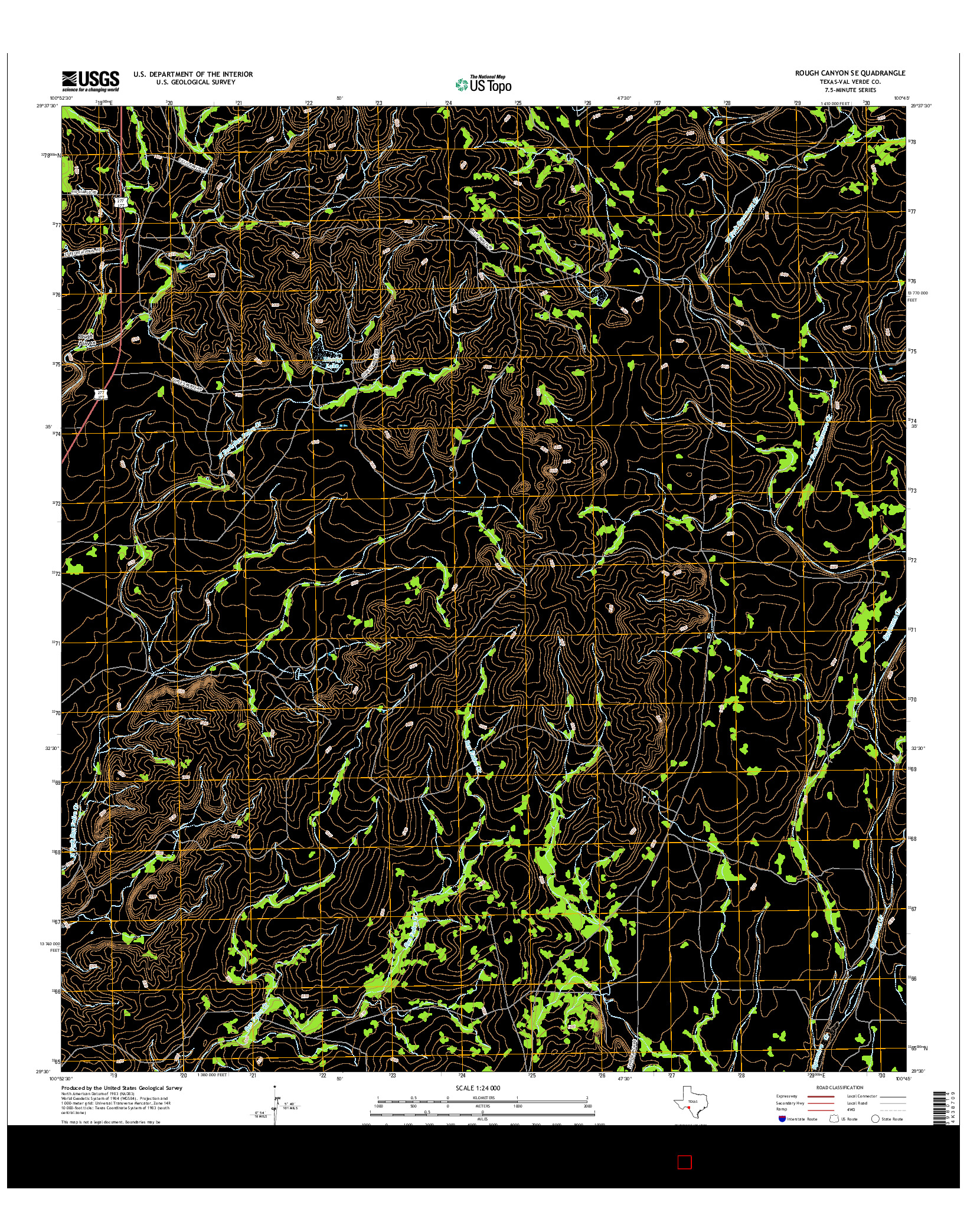 USGS US TOPO 7.5-MINUTE MAP FOR ROUGH CANYON SE, TX 2016