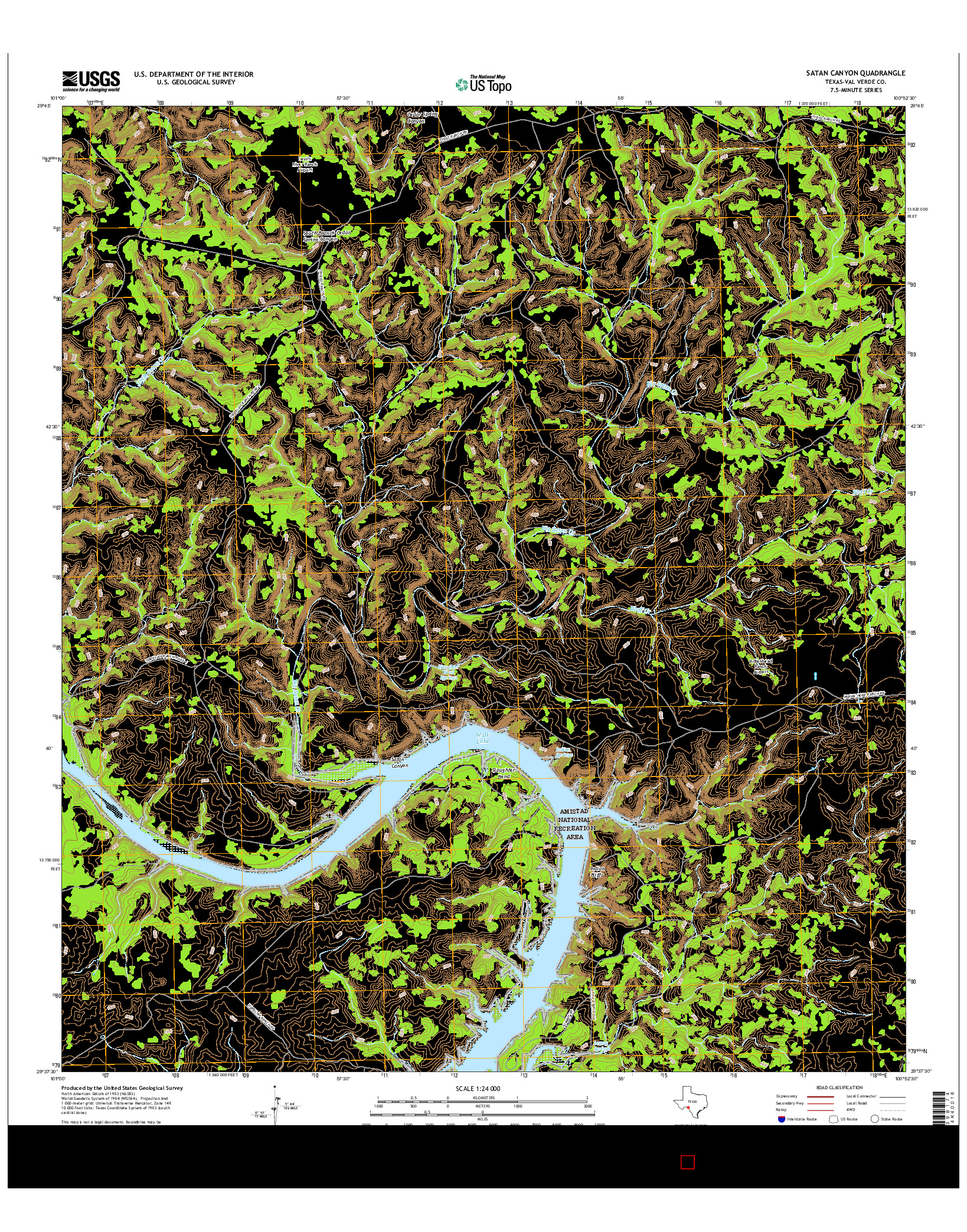 USGS US TOPO 7.5-MINUTE MAP FOR SATAN CANYON, TX 2016