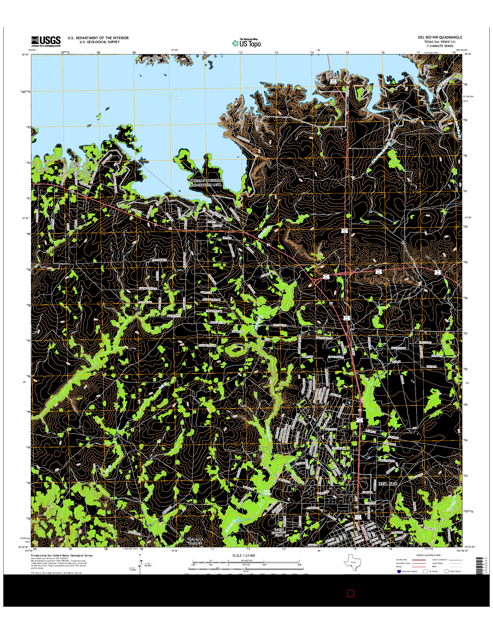 USGS US TOPO 7.5-MINUTE MAP FOR DEL RIO NW, TX 2016