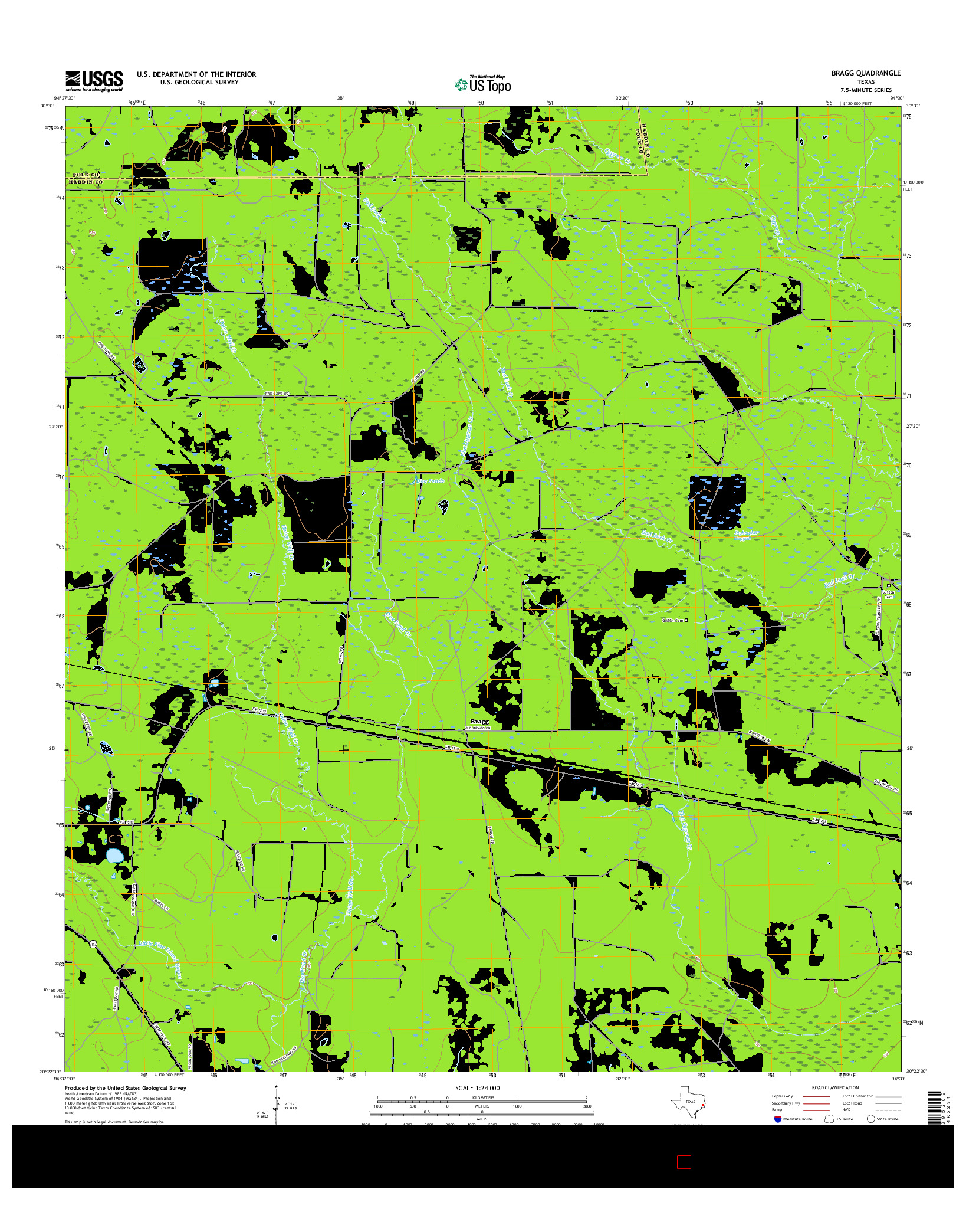 USGS US TOPO 7.5-MINUTE MAP FOR BRAGG, TX 2016