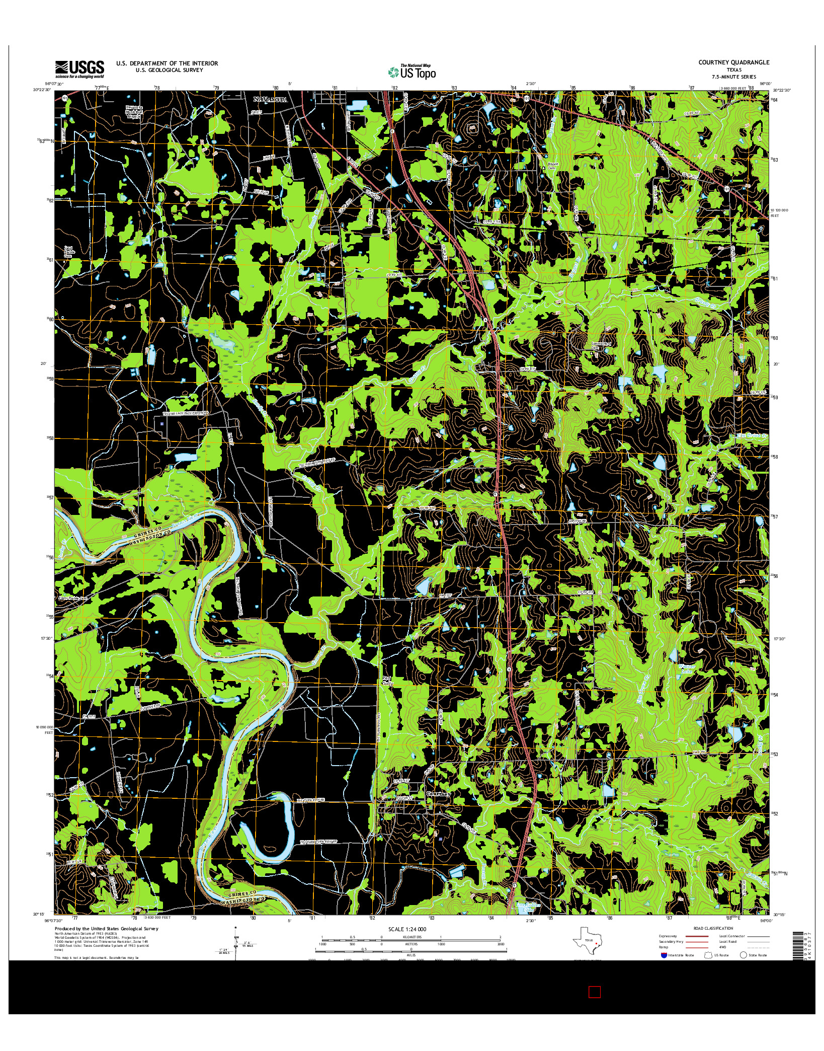 USGS US TOPO 7.5-MINUTE MAP FOR COURTNEY, TX 2016