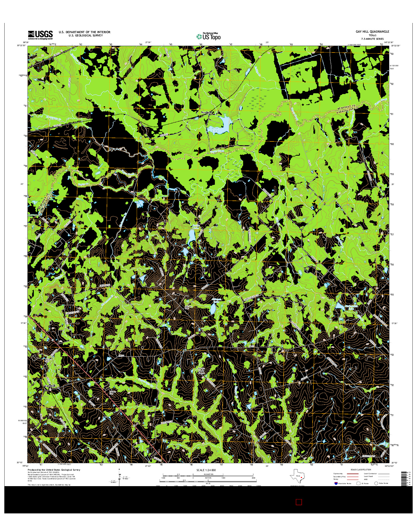 USGS US TOPO 7.5-MINUTE MAP FOR GAY HILL, TX 2016