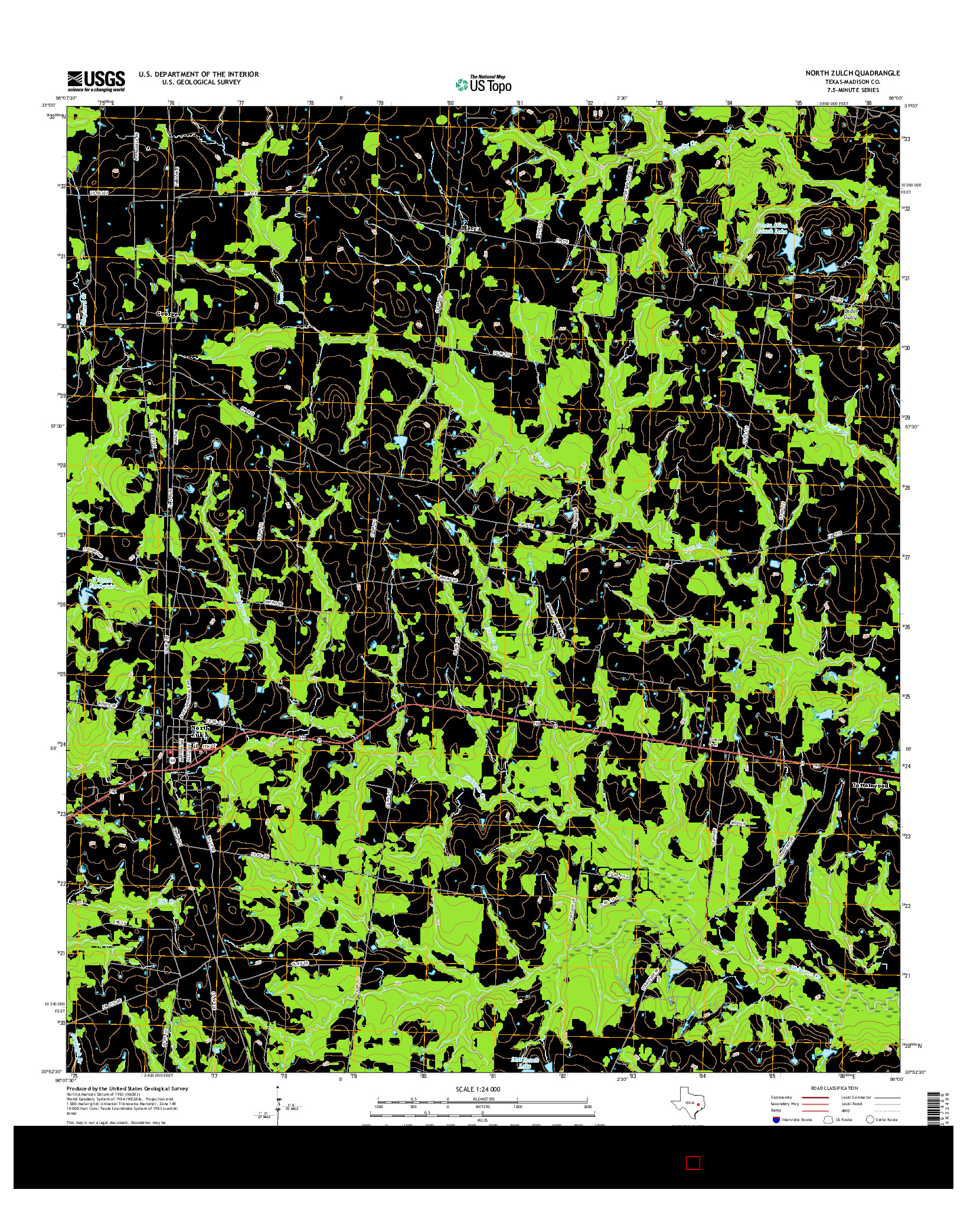 USGS US TOPO 7.5-MINUTE MAP FOR NORTH ZULCH, TX 2016