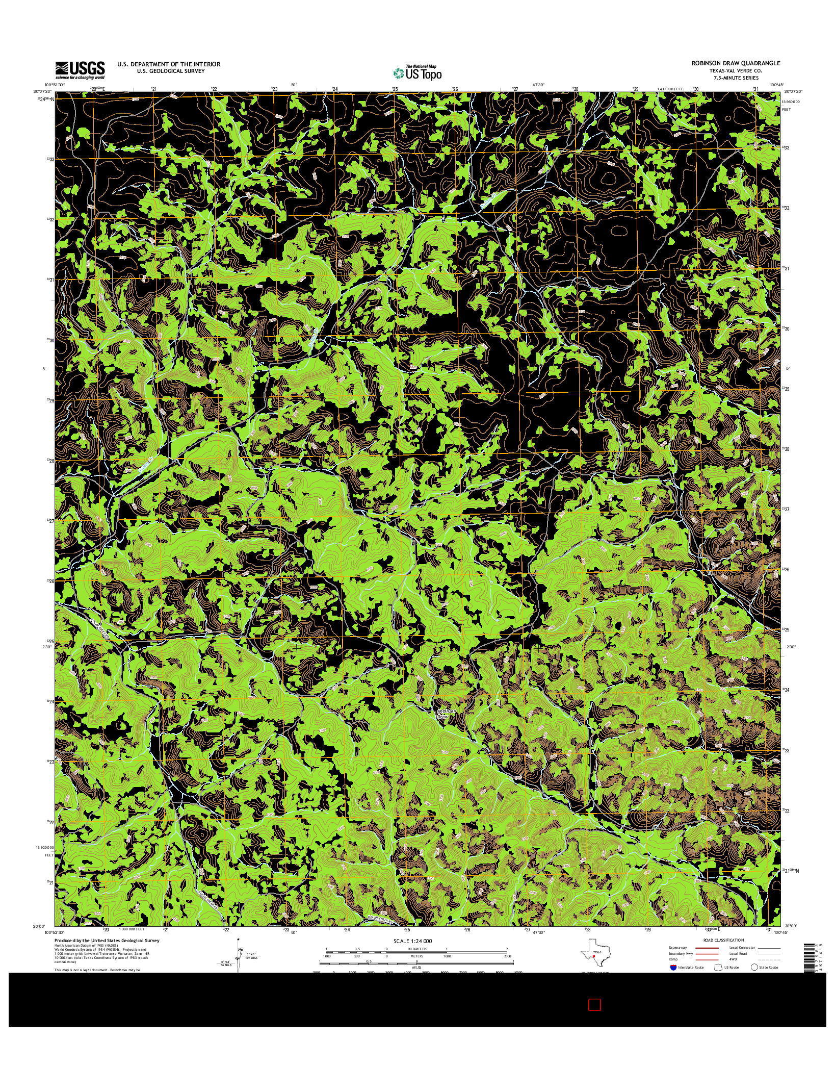 USGS US TOPO 7.5-MINUTE MAP FOR ROBINSON DRAW, TX 2016